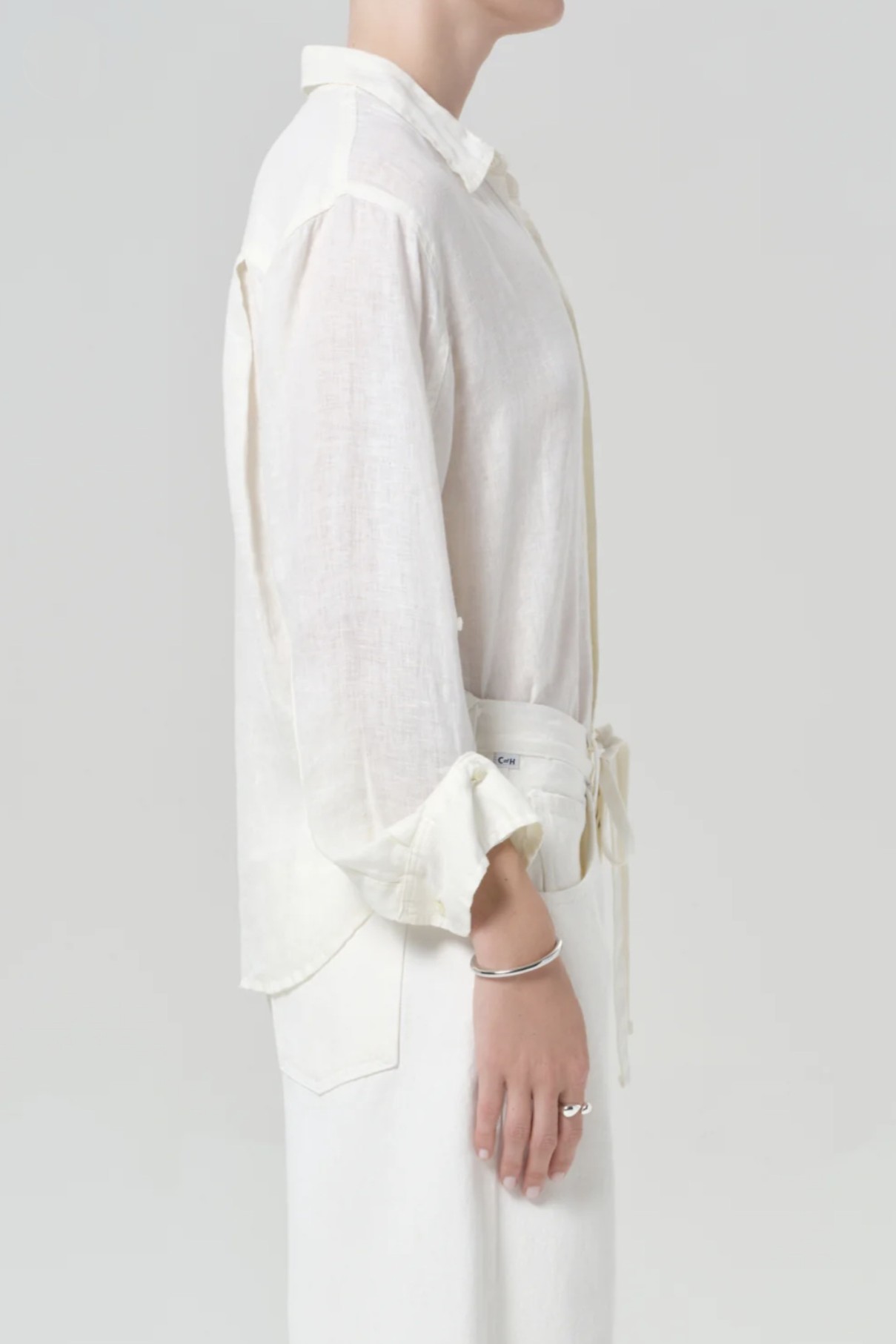 CITIZENS OF HUMANITY Kayla Shrunken Linen Shirt in Vanilla