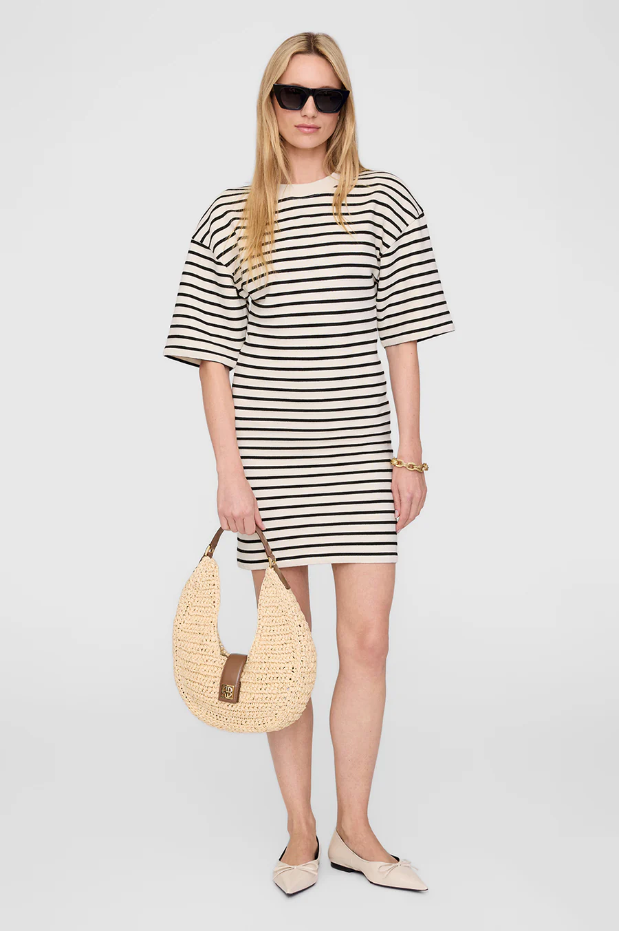 ANINE BING Mona Dress in Black Stripe