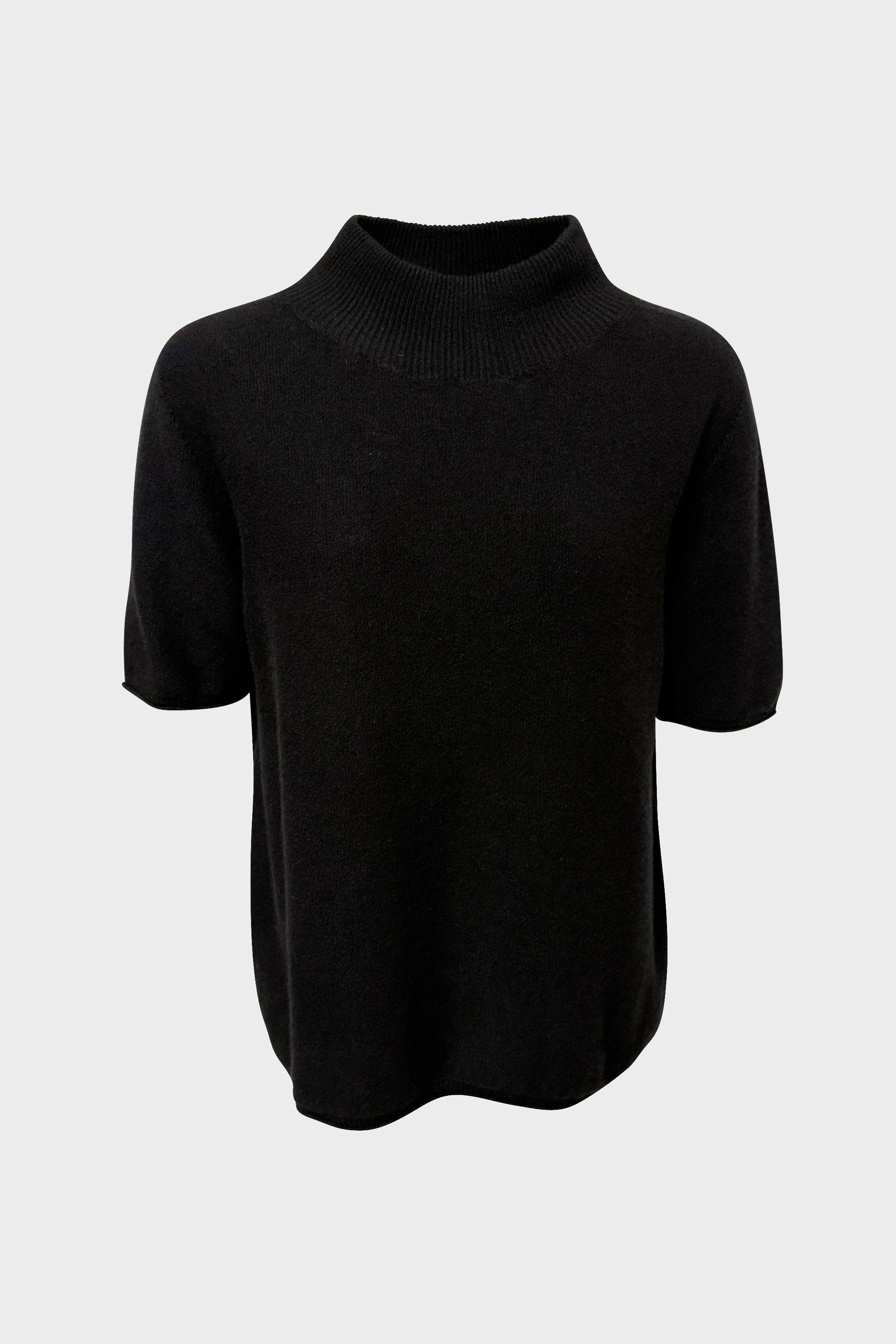 HANNES ROETHER Wool/Cashmere High Neck T-Shirt in Black