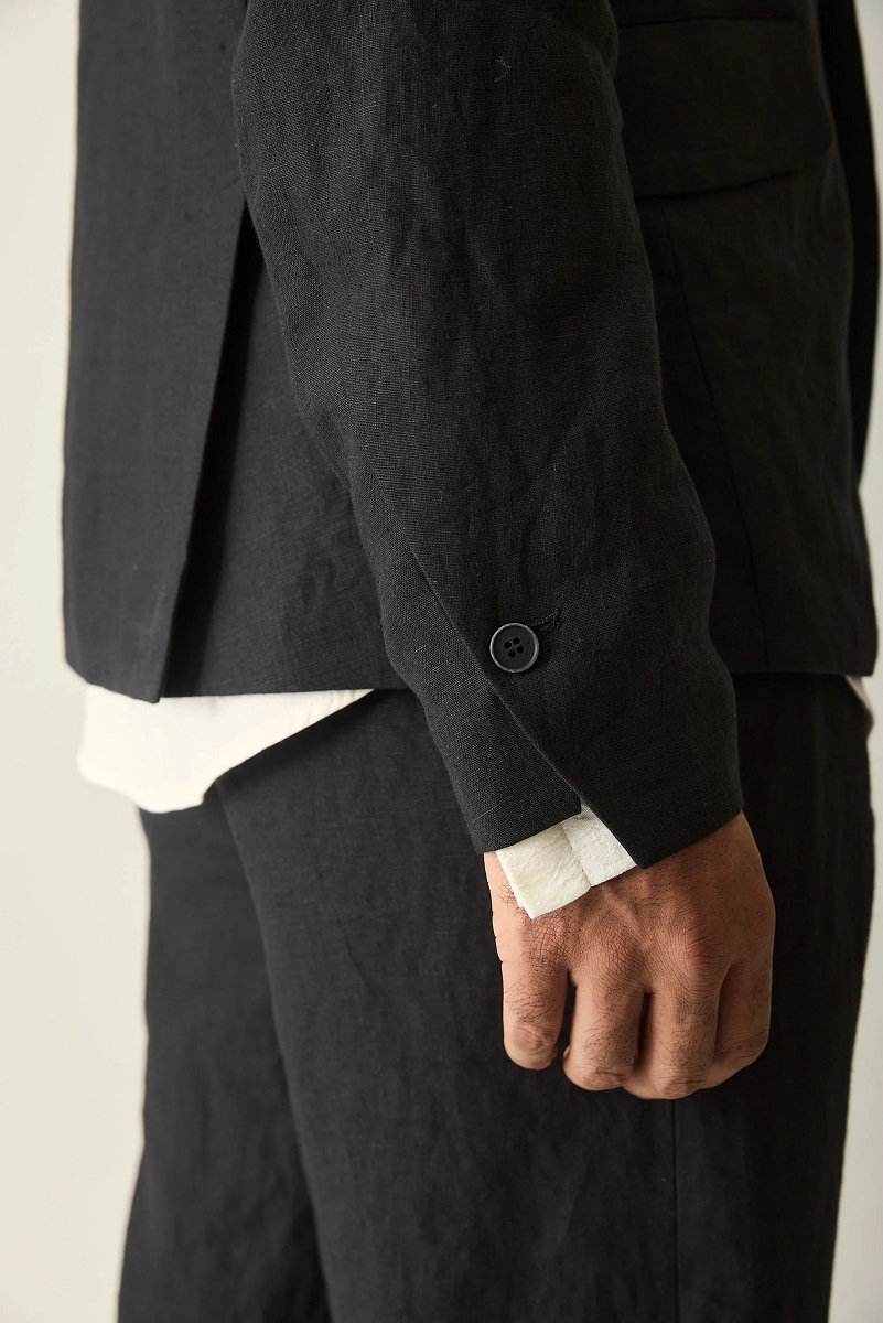 HANNIBAL. Linen Blazer Terence in Washed Black 54