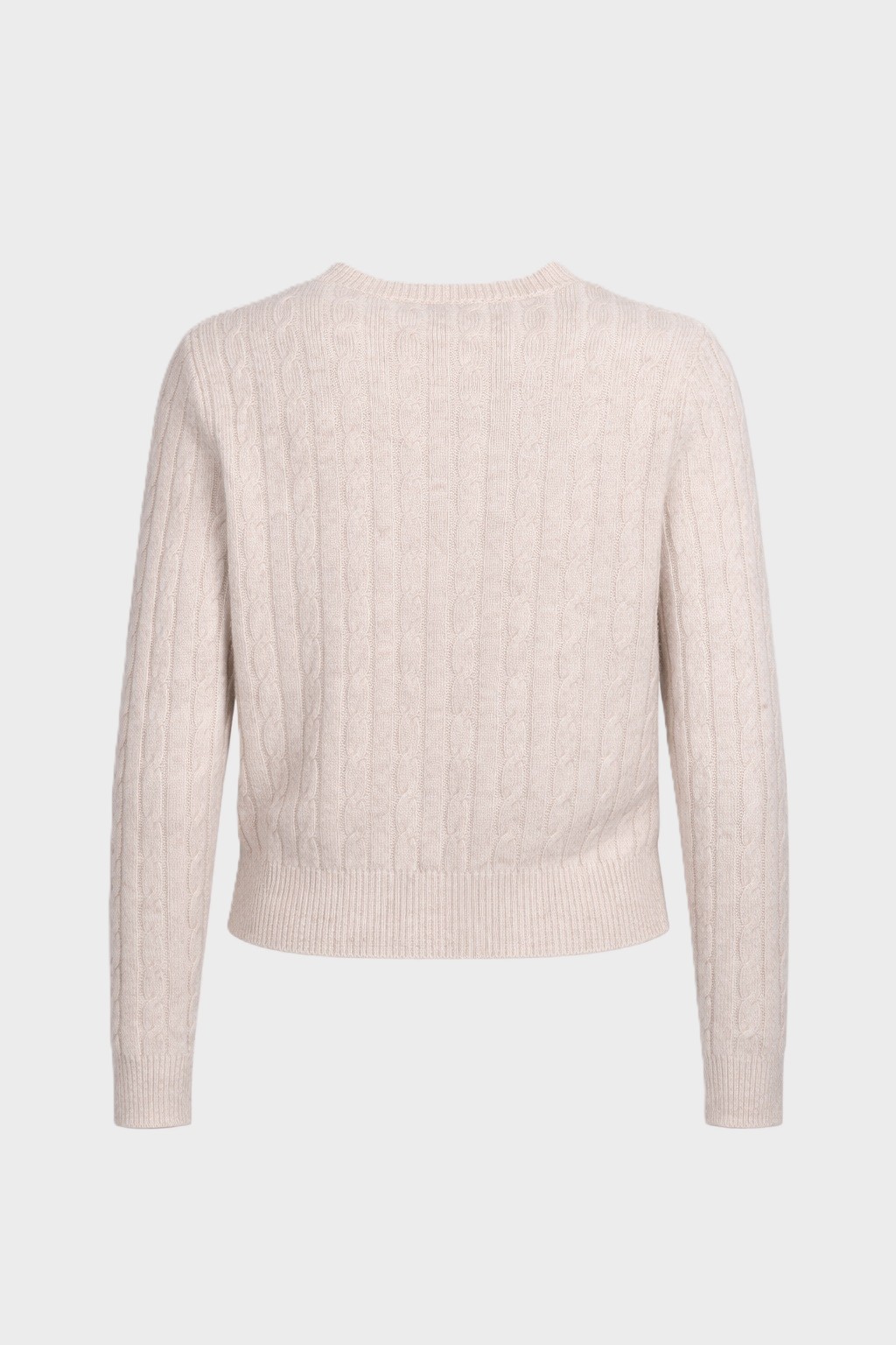 FLONA Cashmere Cable-Knit Sweater in Light Beige Melange L