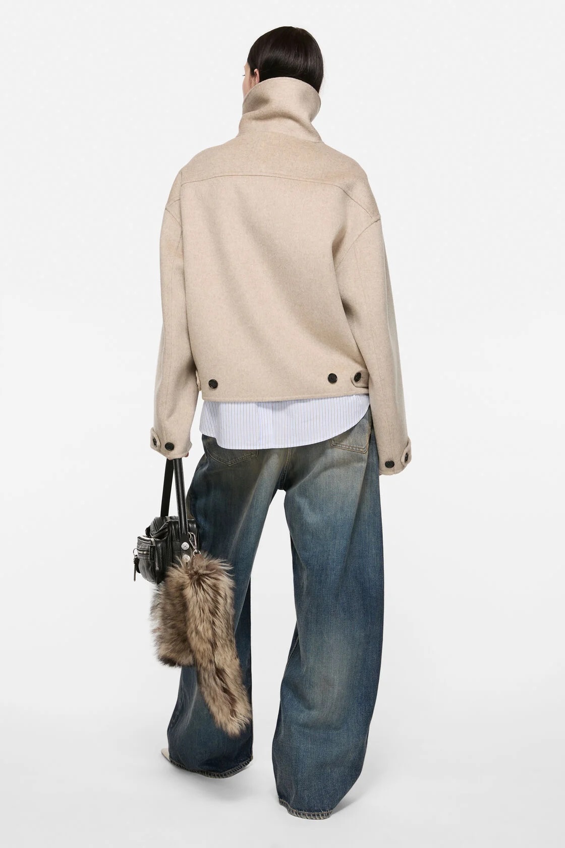 ACNE STUDIOS Boxy Fit Wool Jacket in Oatmeal Melange