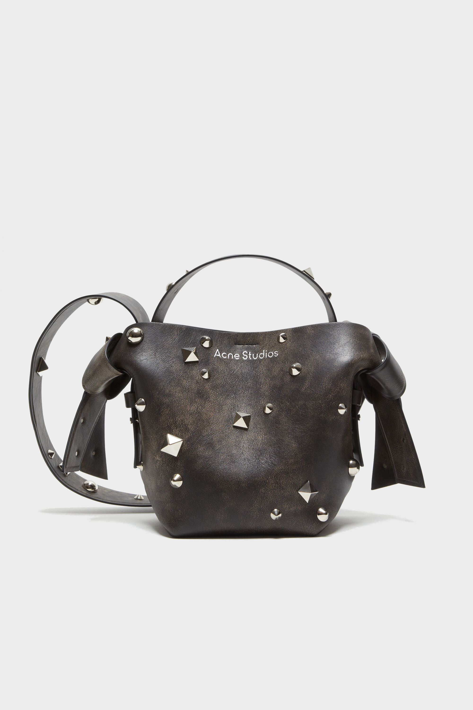ACNE STUDIOS Musubi Midi Bag with Studs in Dark Brown