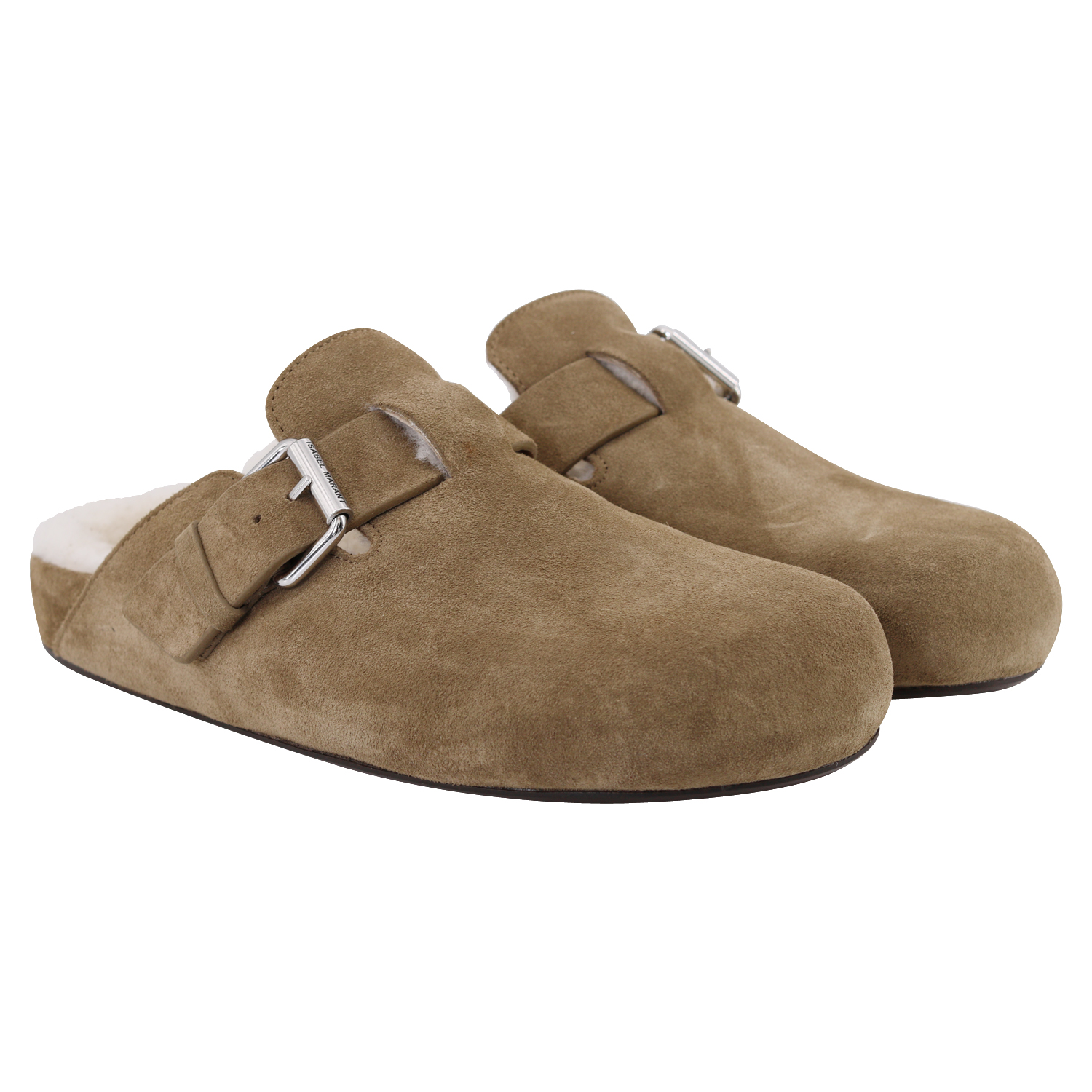 Isabel Marant Shearling Sandals Mirvin Taupe Suede 40