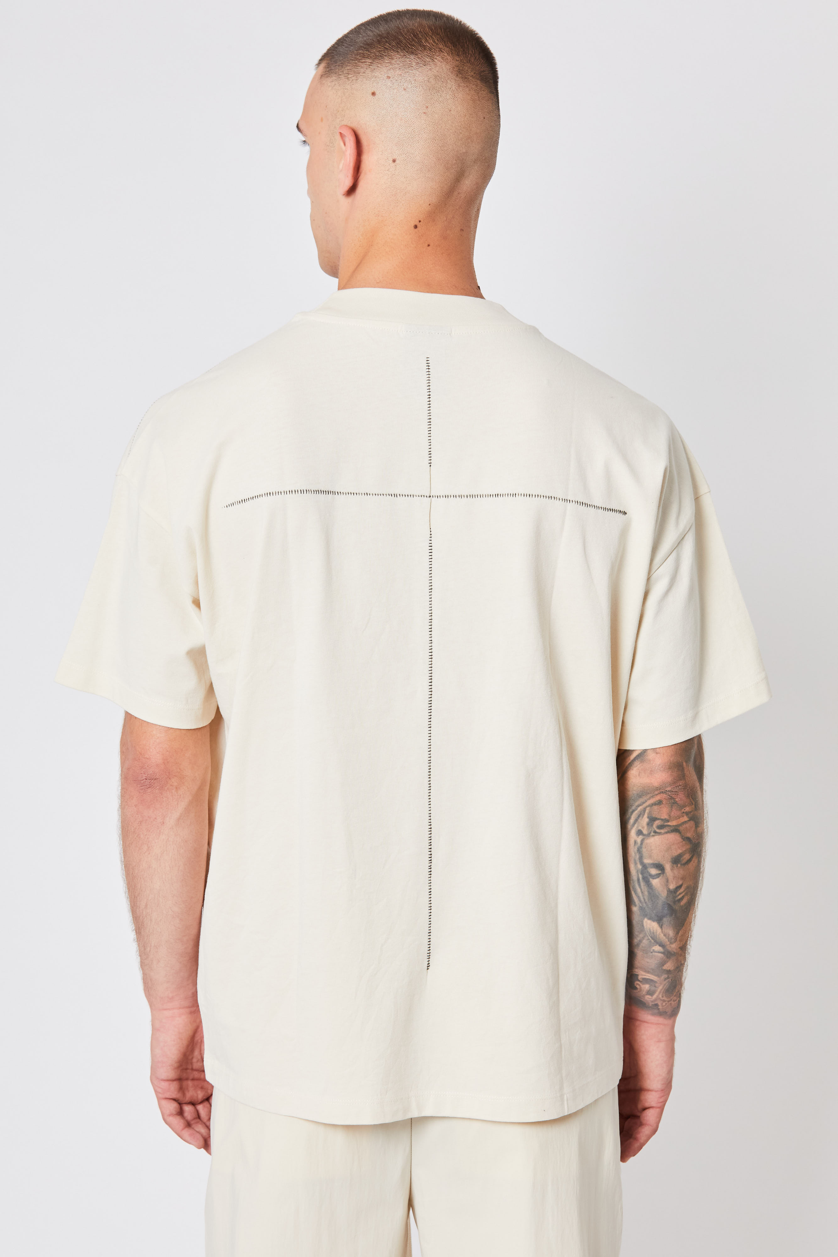 Thom Krom Oversize T-Shirt with Stitches in Ivory