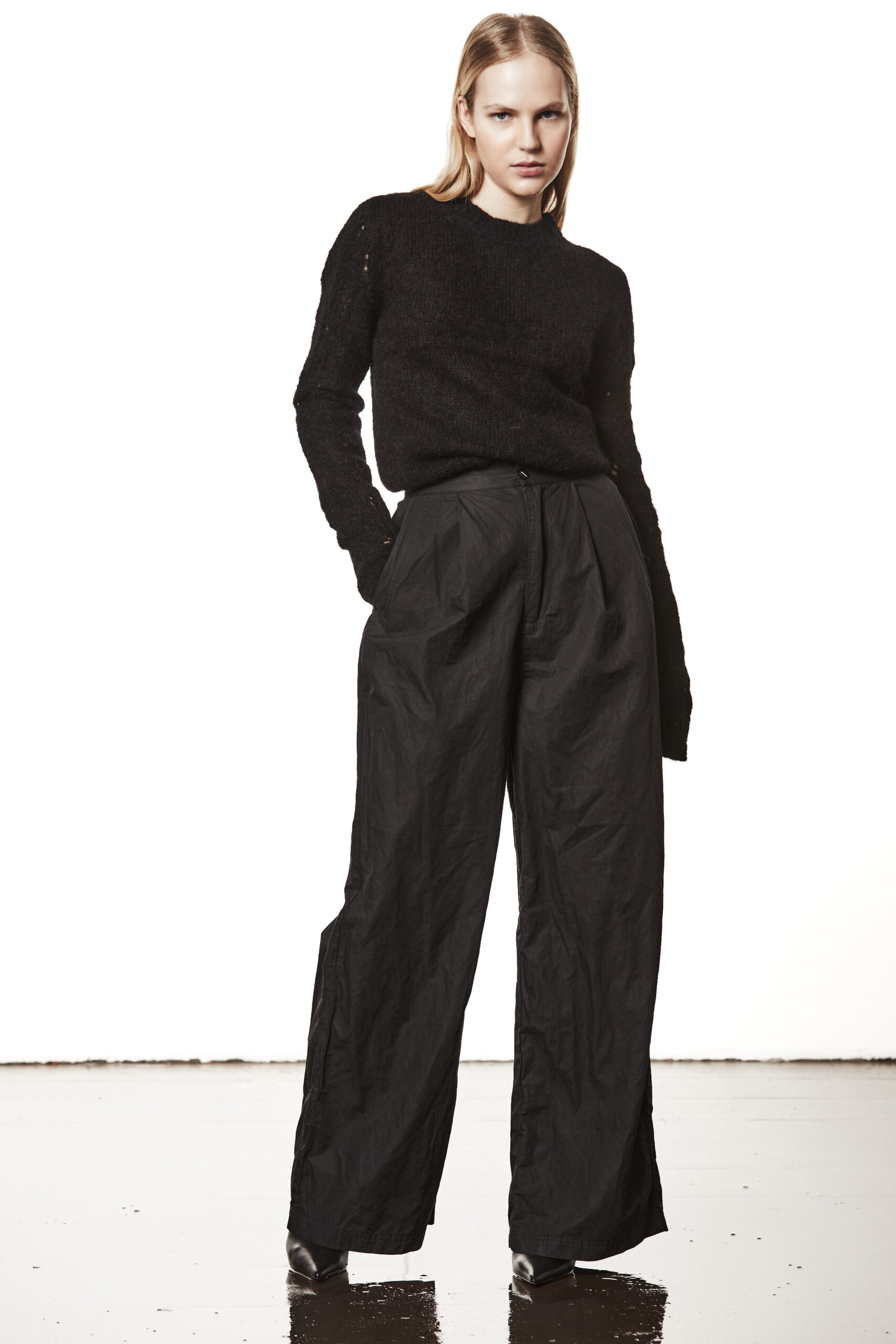 THOM KROM Distroyed Knit Pullover in Black