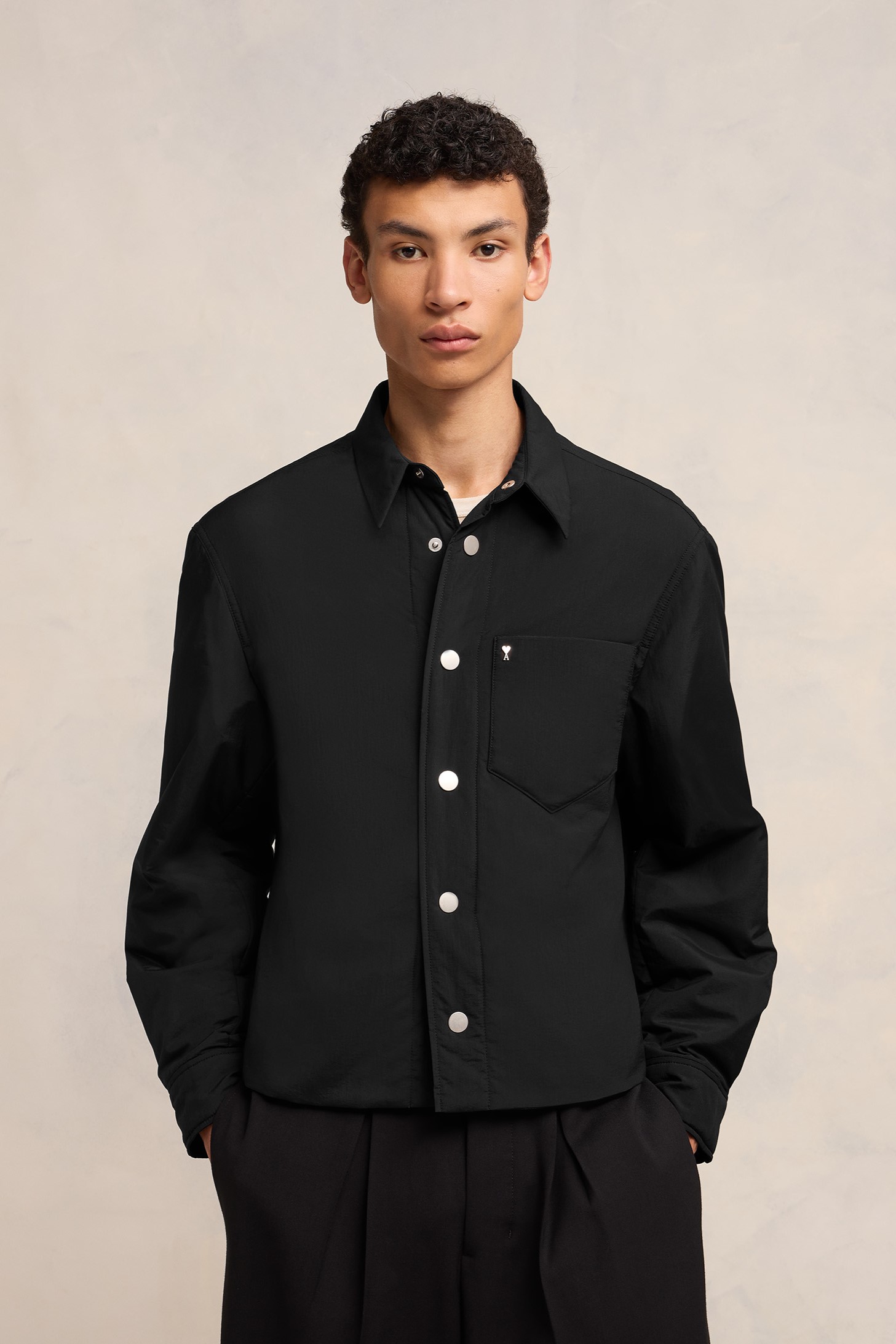 AMI PARIS de Coeur Padded Overshirt in Black M