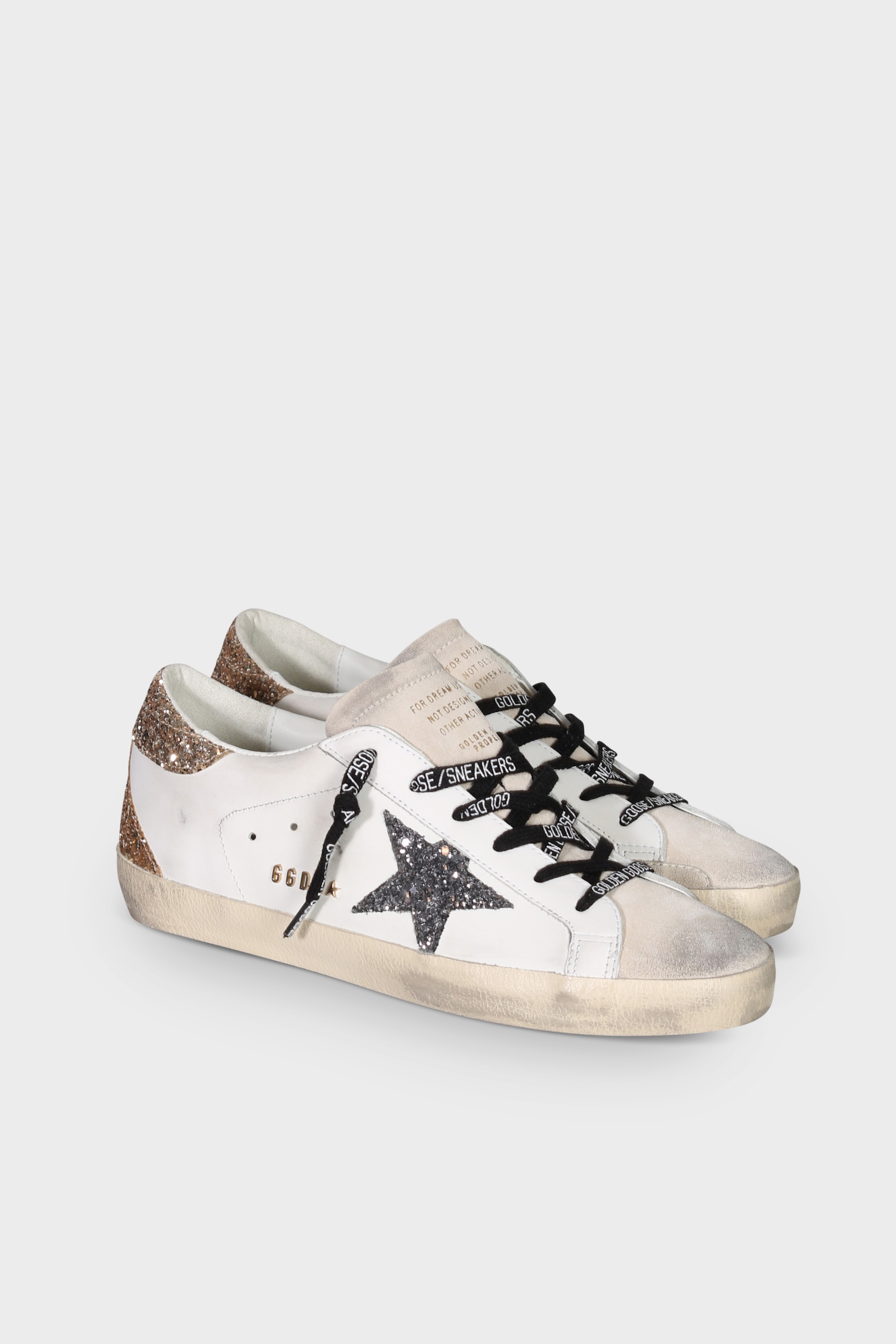 GOLDEN GOOSE Super-Star Glitter Star in Optic White/Seedpearl
