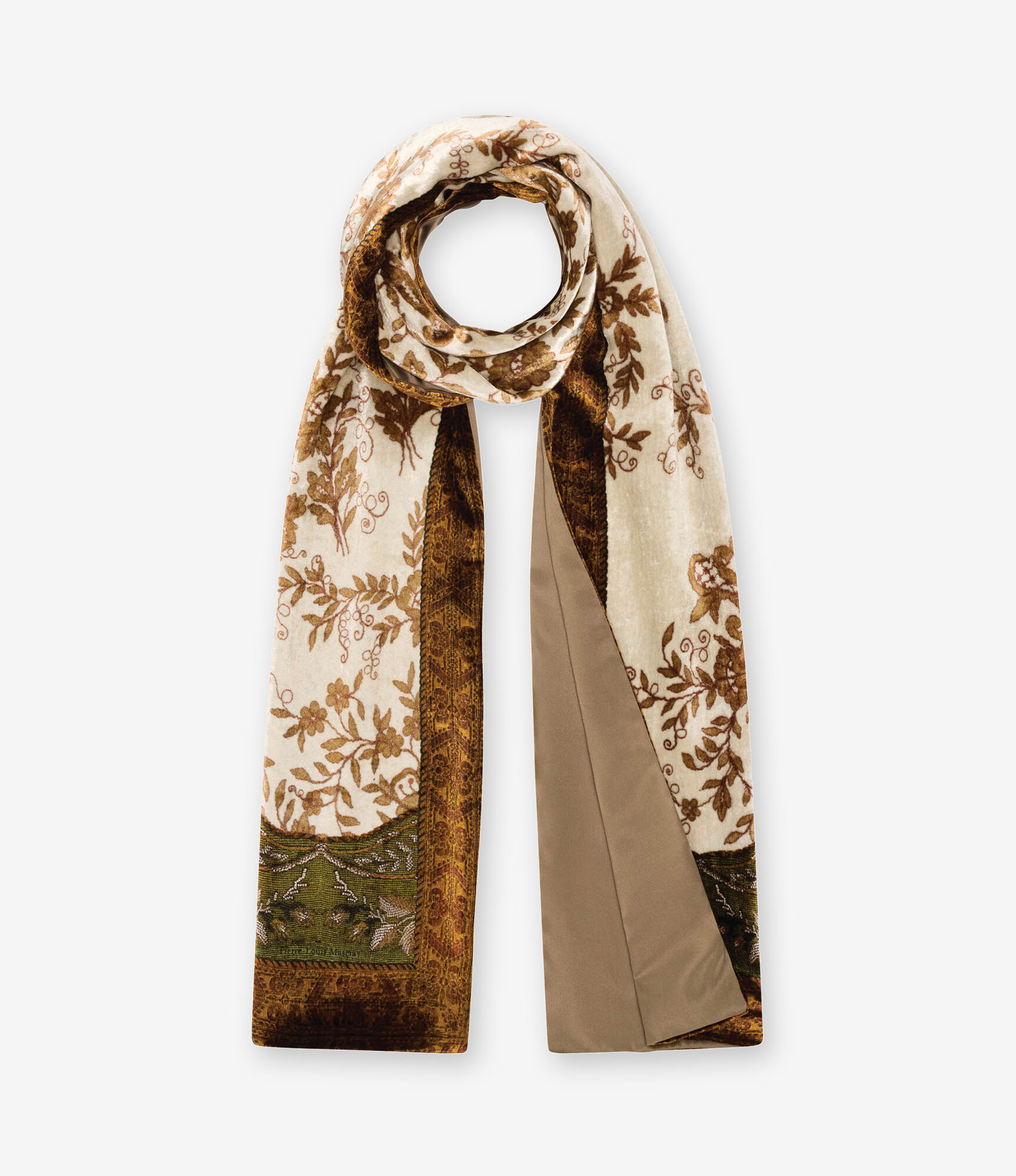 PIERRE-LOUIS MASCIA Velvet Scarf in Brown/Beige
