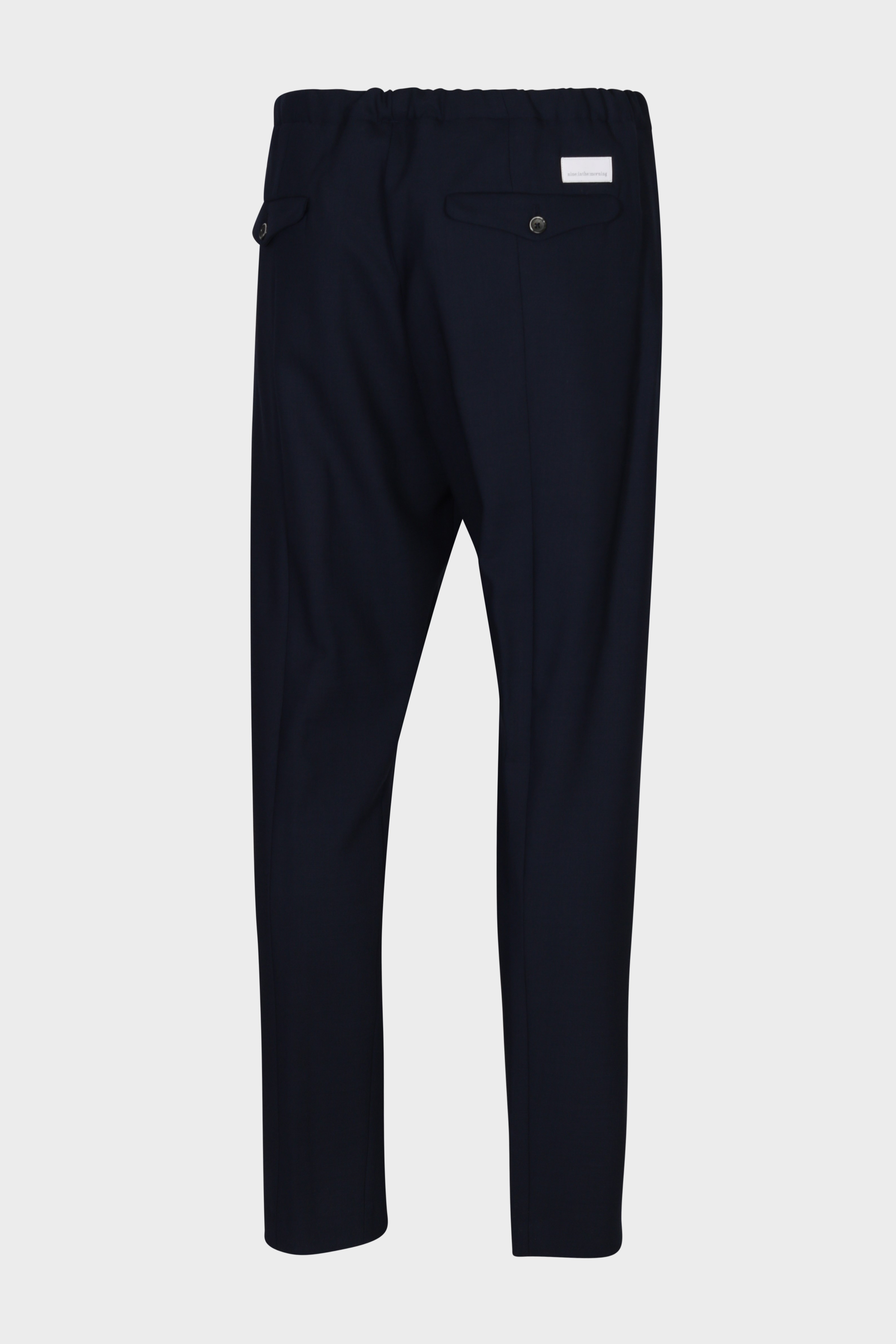 NINE:INTHE:MORNING Carrot Relaxed Fit Wool Pant in Navy 54