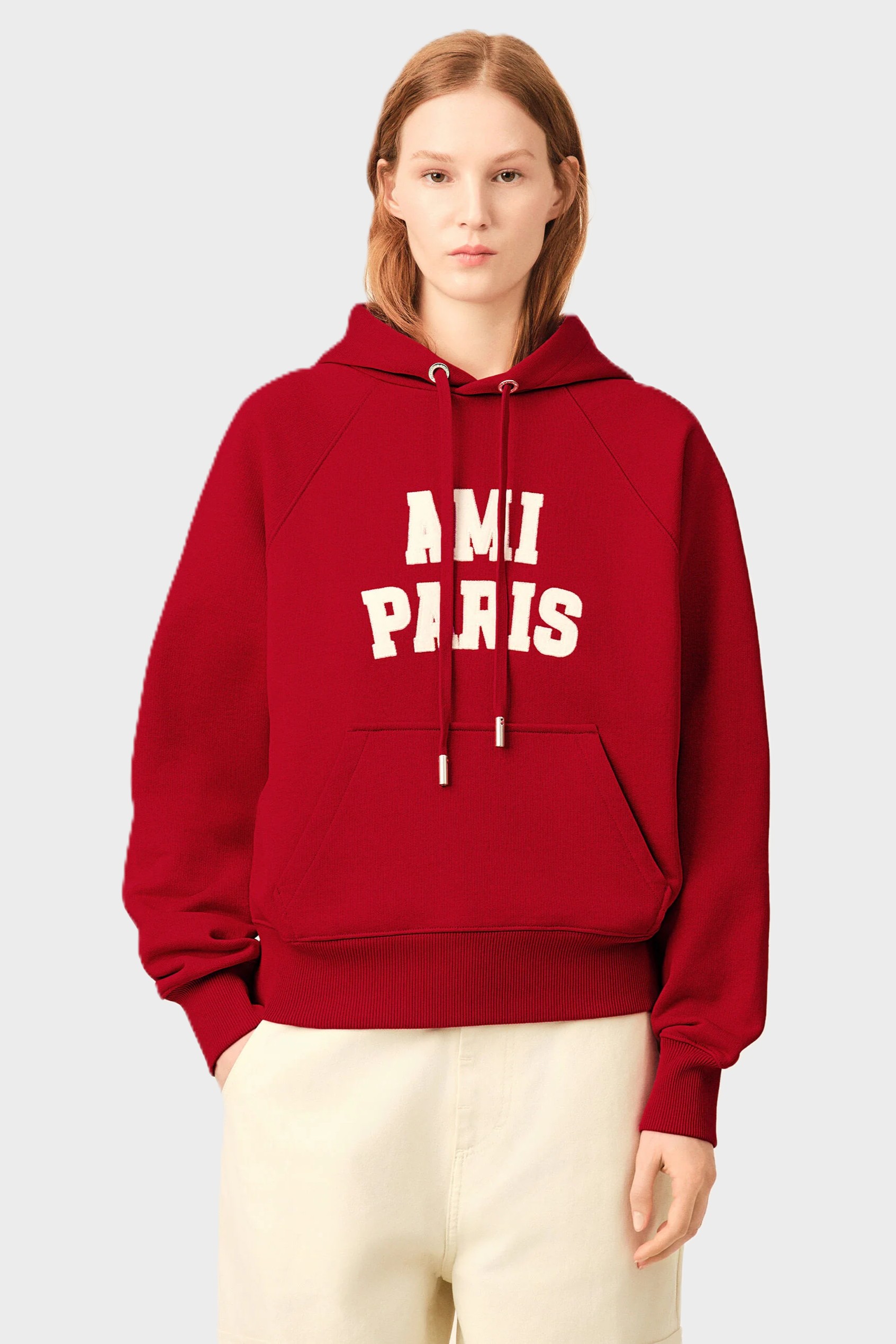 AMI PARIS Hoodie in Ruby Red
