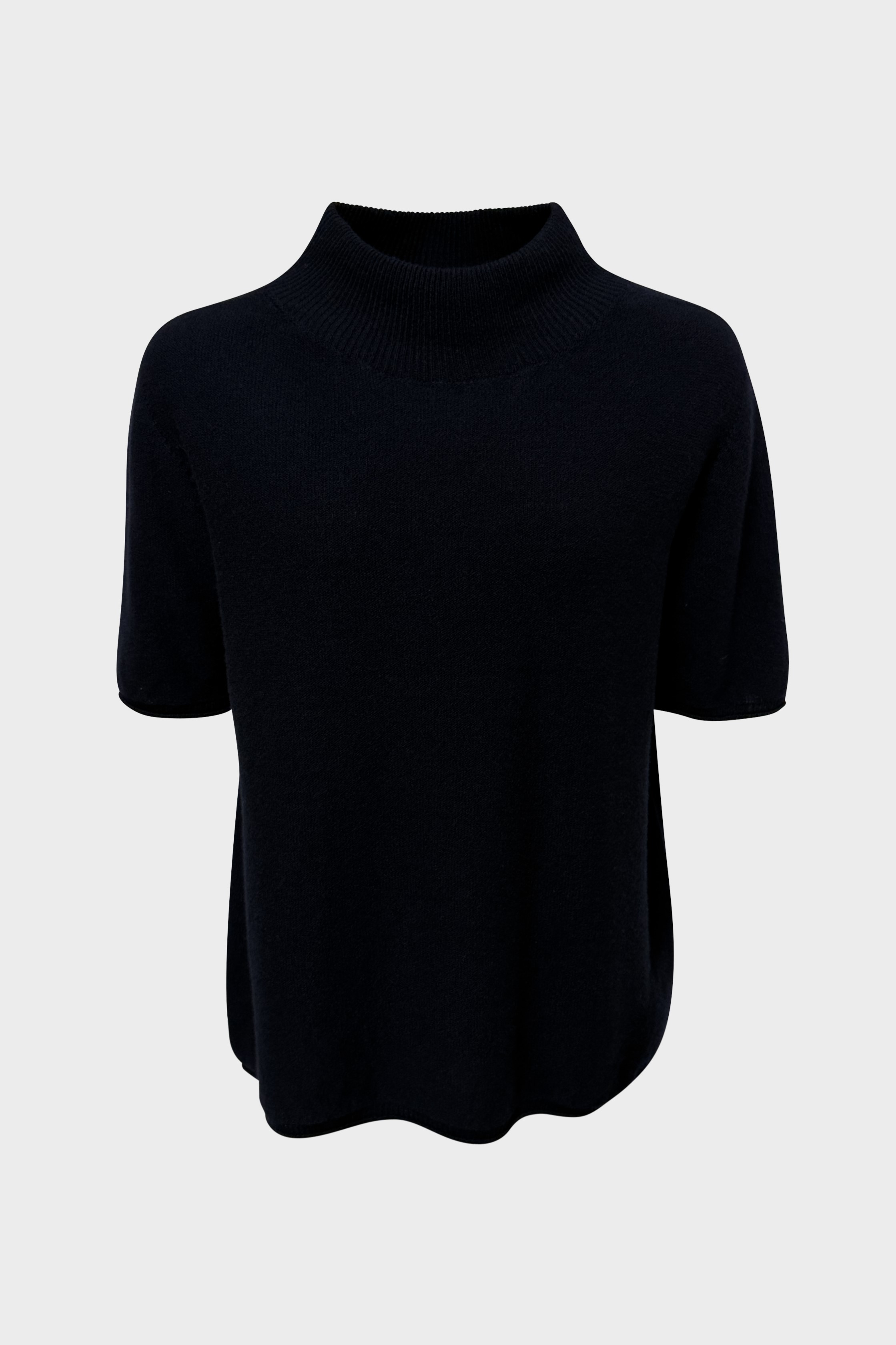 HANNES ROETHER Wool/Cashmere High Neck T-Shirt in Navy