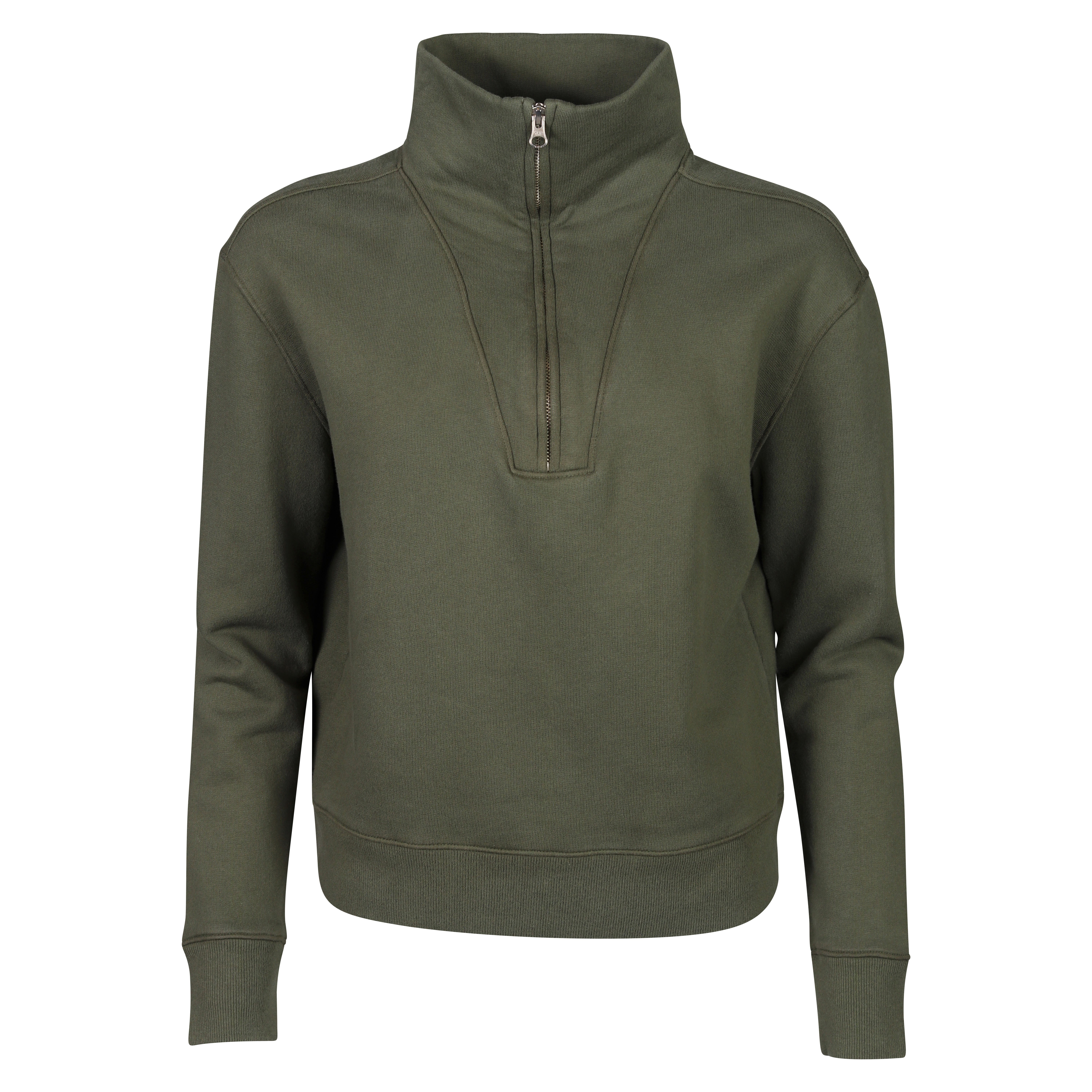 Nili Lotan Bentley Quarter Zip Sweater in Uniform Green L