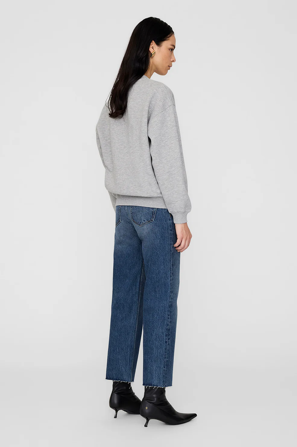 ANINE BING Loose Fit Sweatshirt in Heather Grey/Navy 
