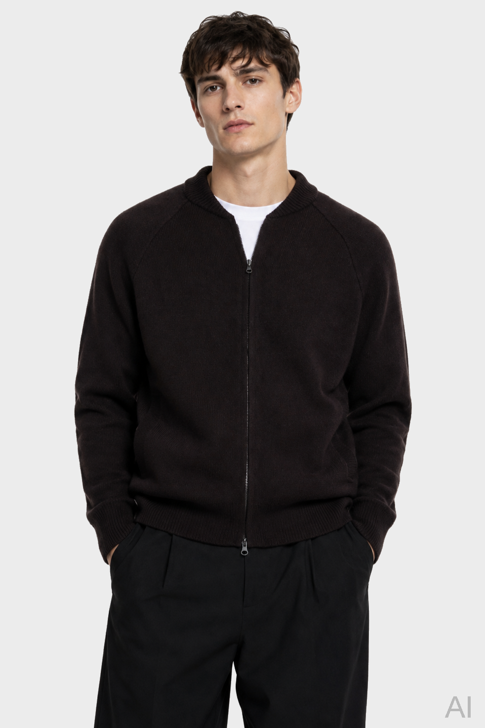 LISA YANG Fionn Cardigan Jacket in Dark Brown