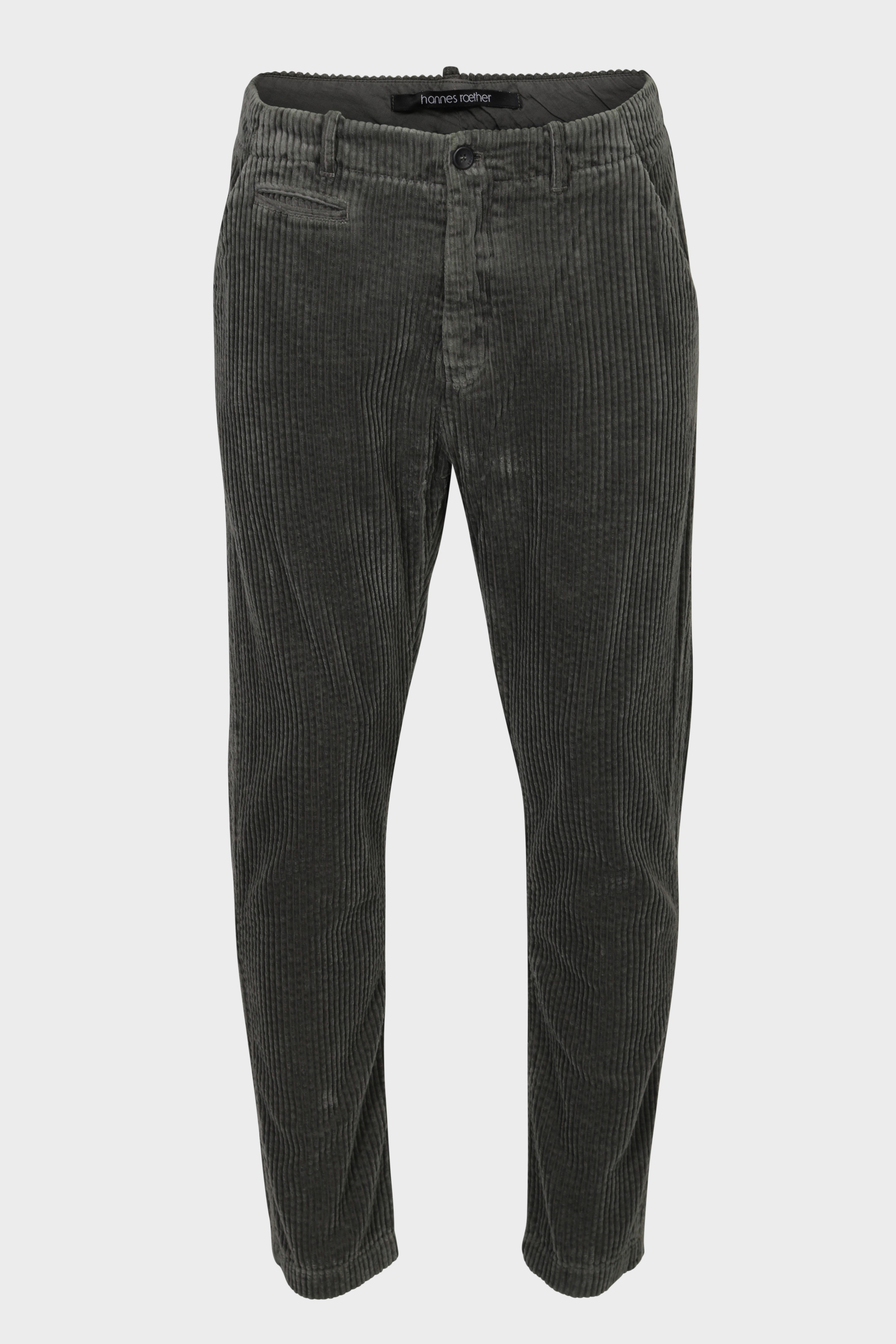 HANNES ROETHER Corduroy Pant in Grey Green