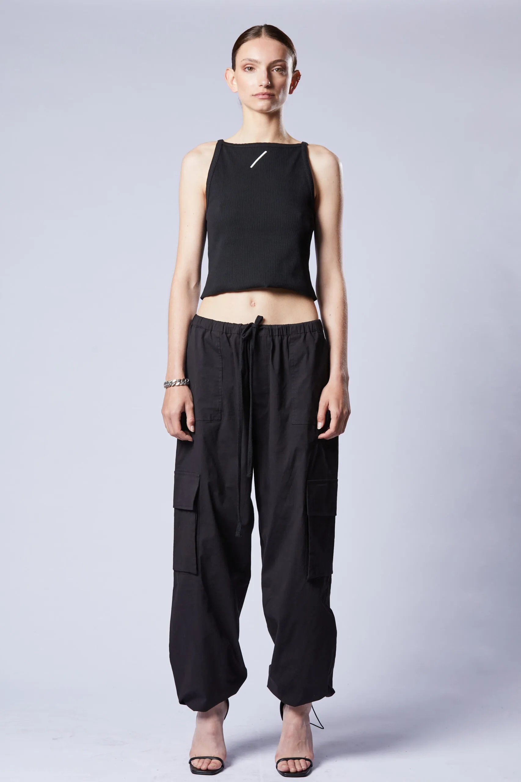 THOM KROM Wide Leg Cargo Pant in Black XS