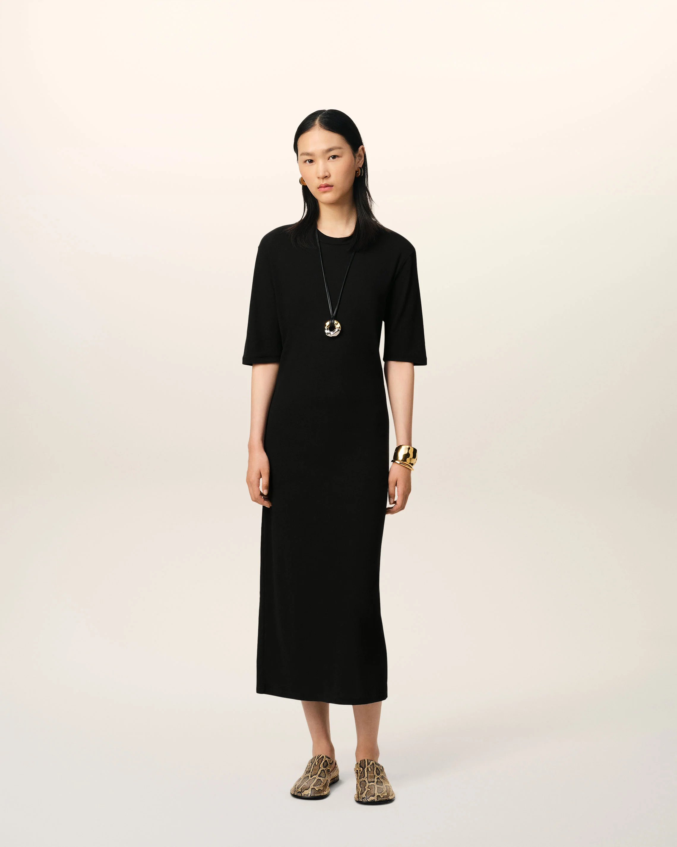 AMI PARIS Light Cotton Long Dress in Black AMI PARIS Light Cotton Long Dress in Black