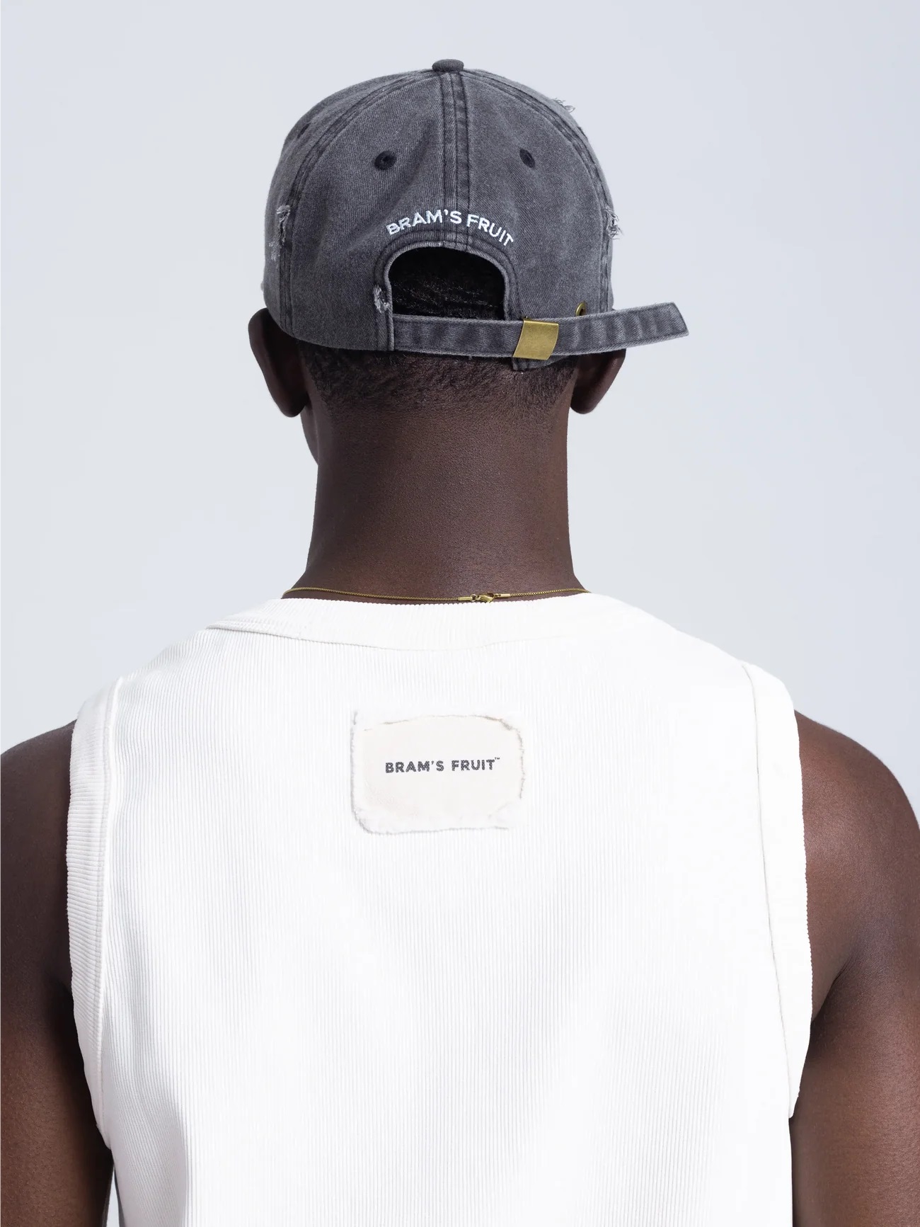 BRAM'S FRUIT ''F*ck Off'' Distressed Cap in Washed Charcoal