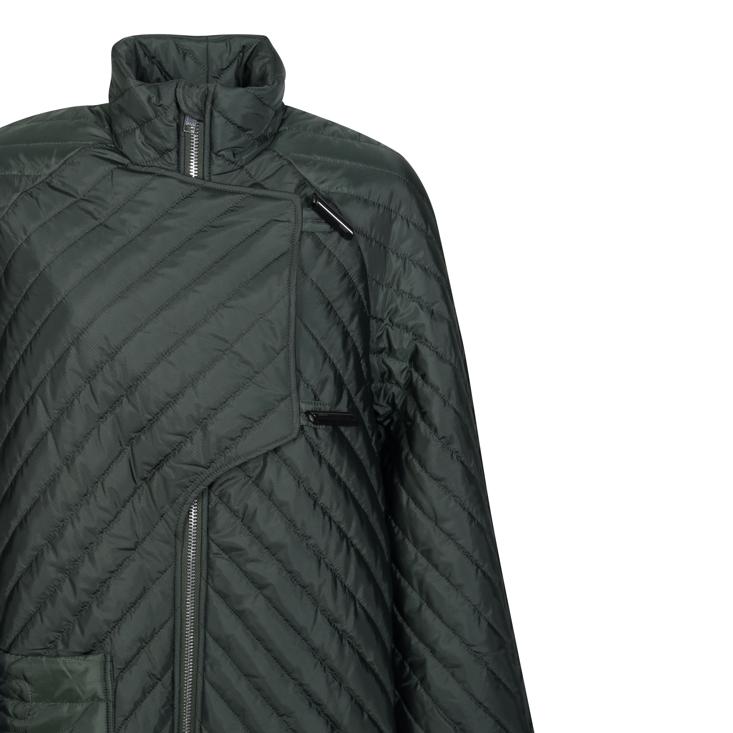 Ganni Recycled Ripstop Quilt Coat in Dark Green 36