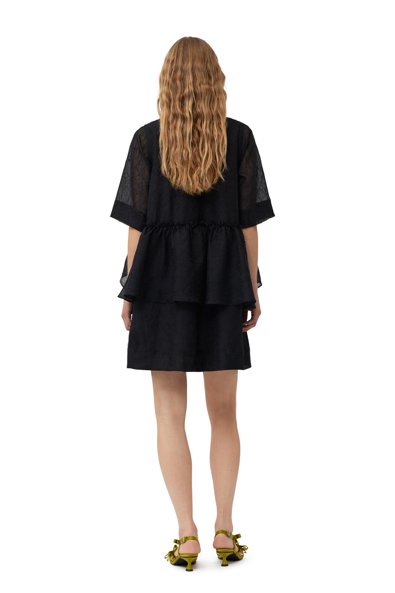 GANNI Crinkled Georgette Flounce Mini Dress 38