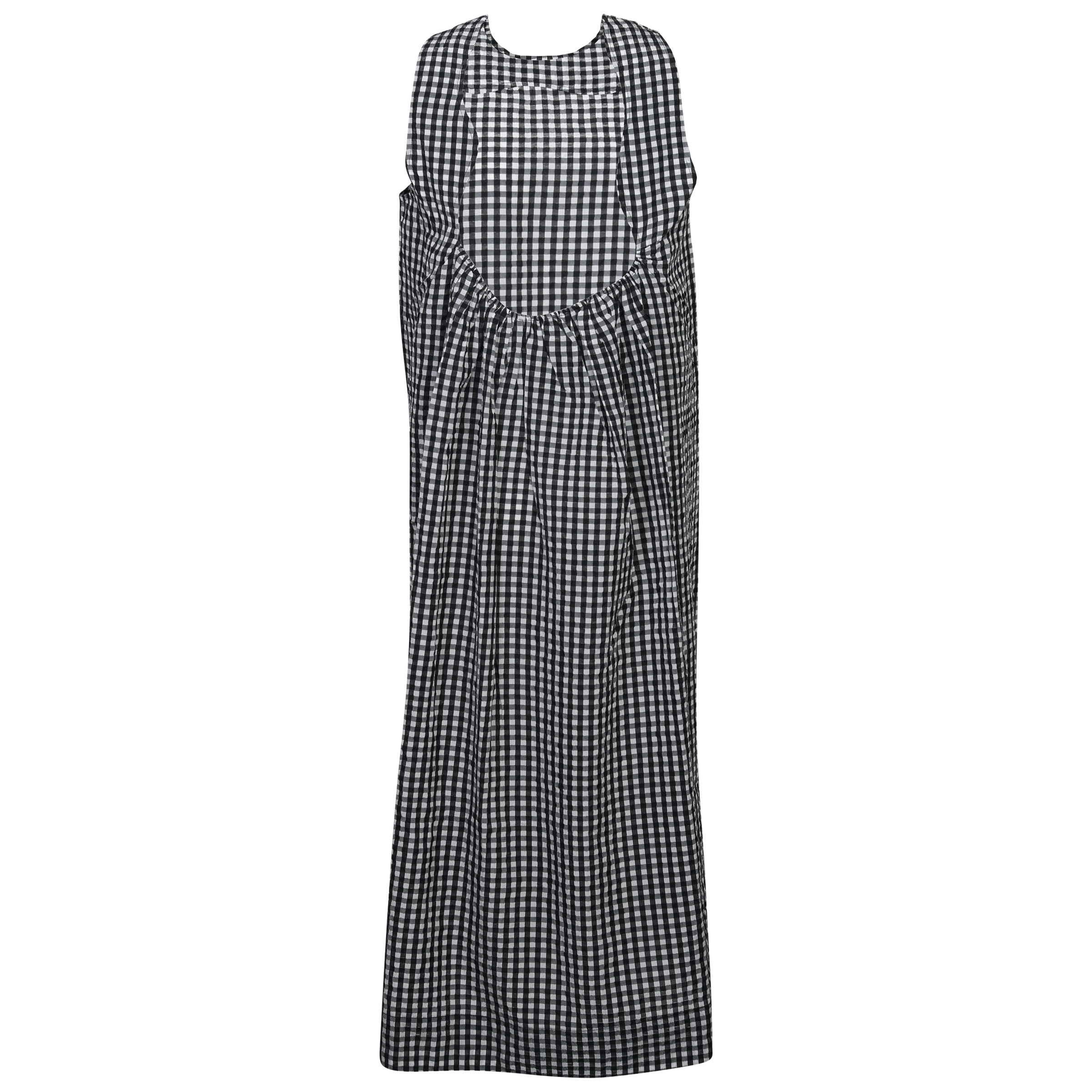 Ganni Seersucker Check Maxi Dress Black/White