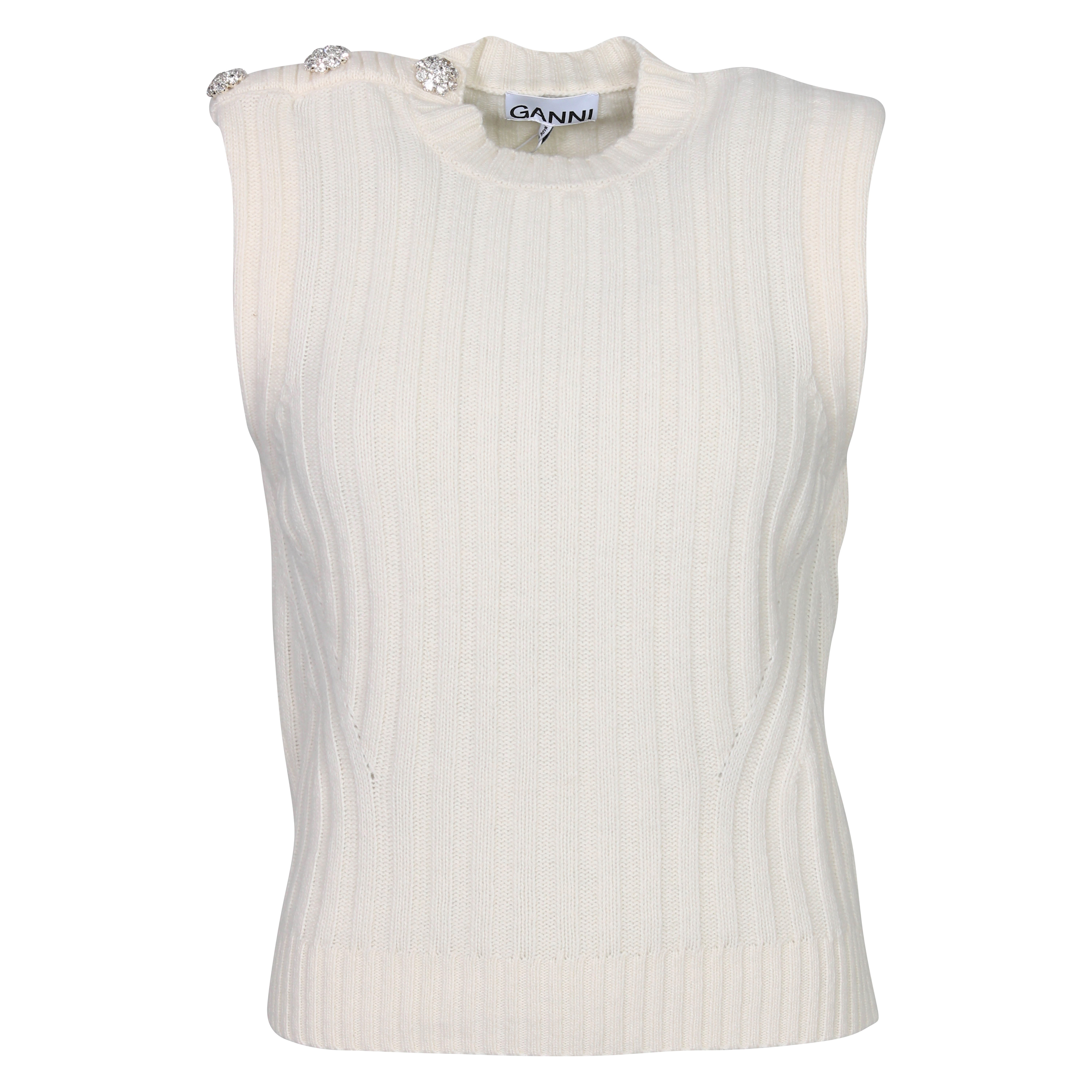 Ganni Knit Vest in Egret