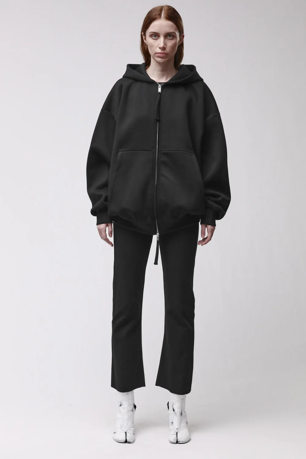 THOM KROM Neoprene Oversize Zip Hoodie in Black