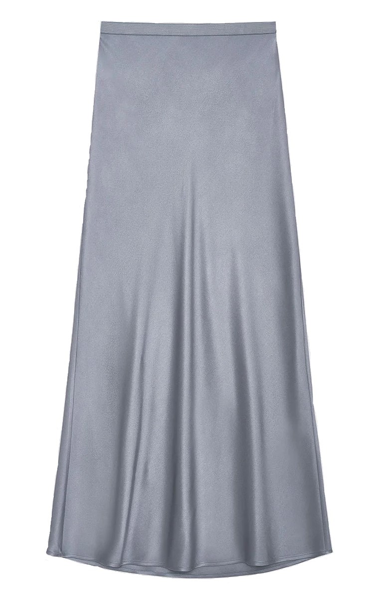 ANINE BING Bar Silk Skirt in Grey XS