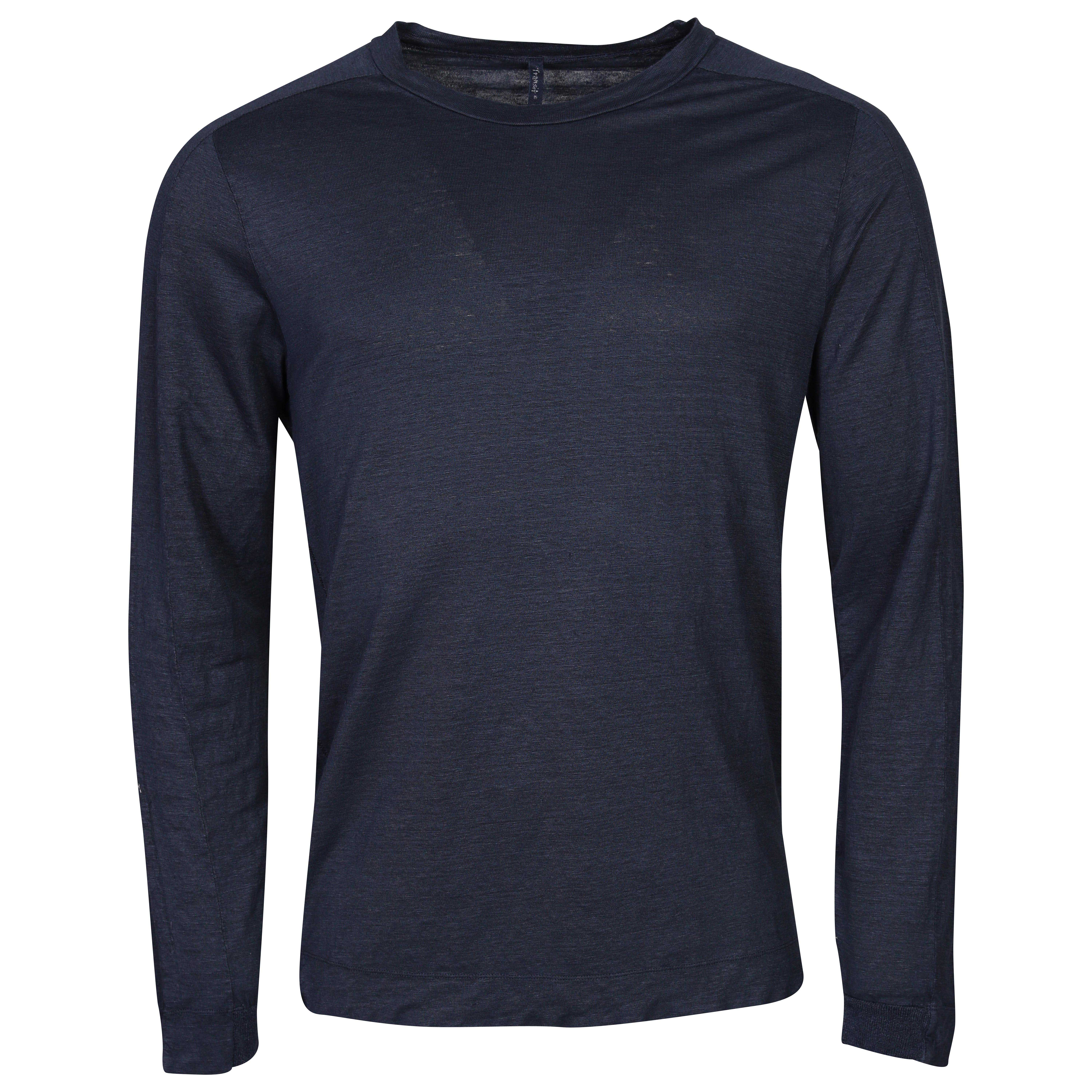 Transit Uomo Hemp/Linen Longsleeve in Blue