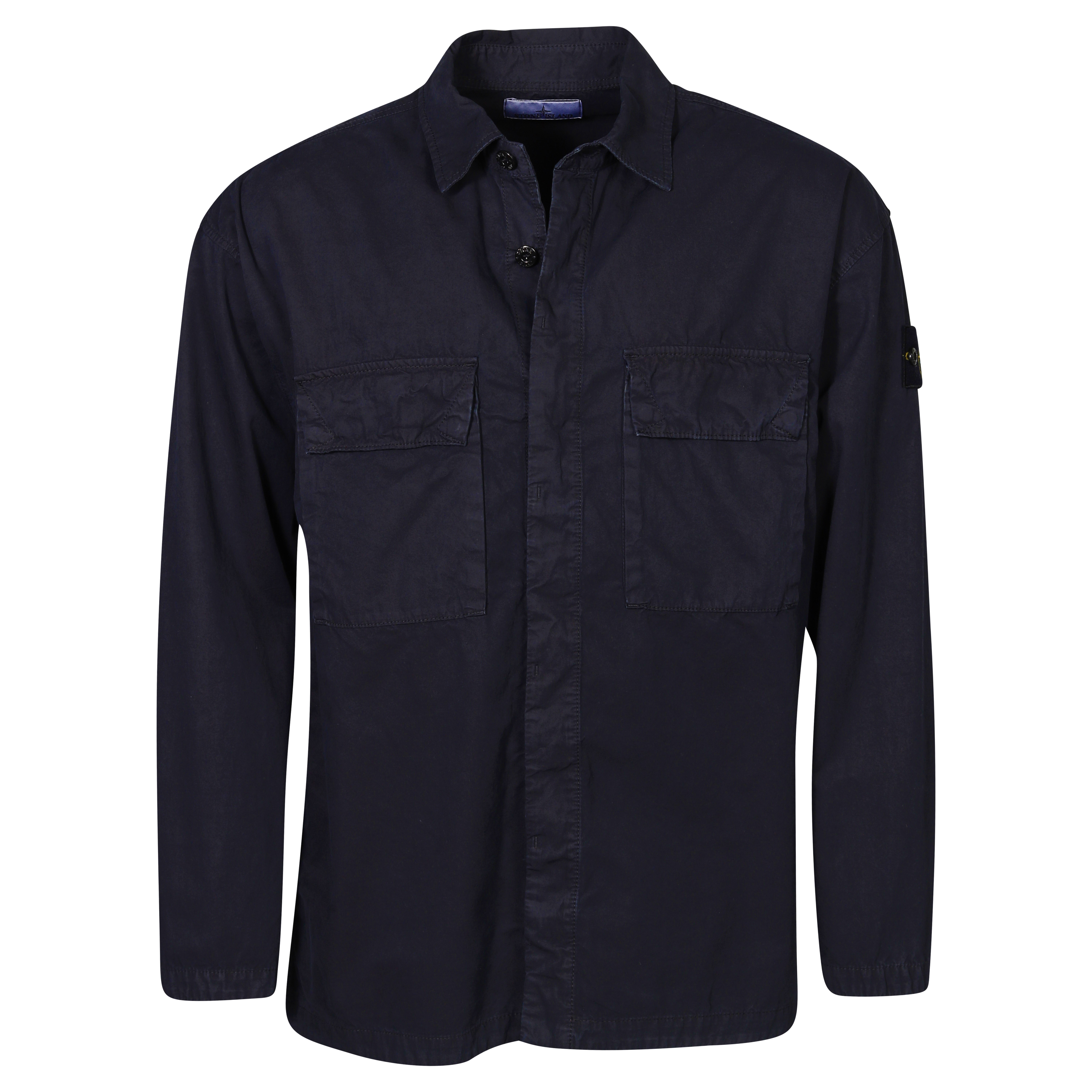 STONE ISLAND Cotton Overshirt in Washed Navy