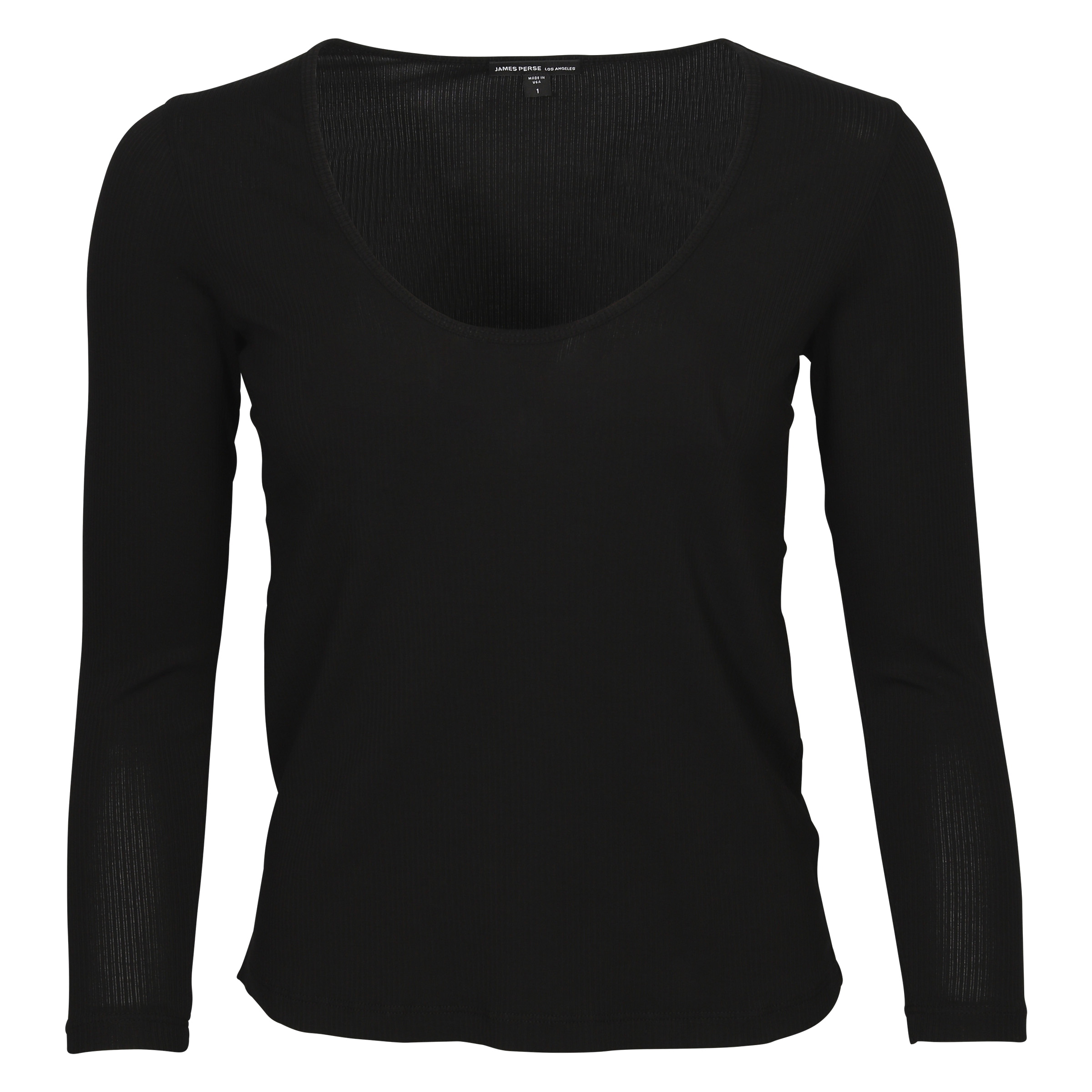 James Perse Scoop Neck Rib Shirt Black