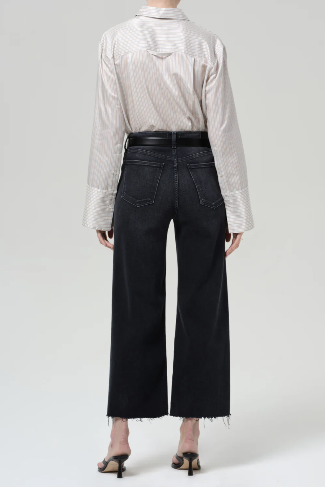CITIZENS OF HUMANITY Lyra Wide Leg Crop Jeans in Washed Black