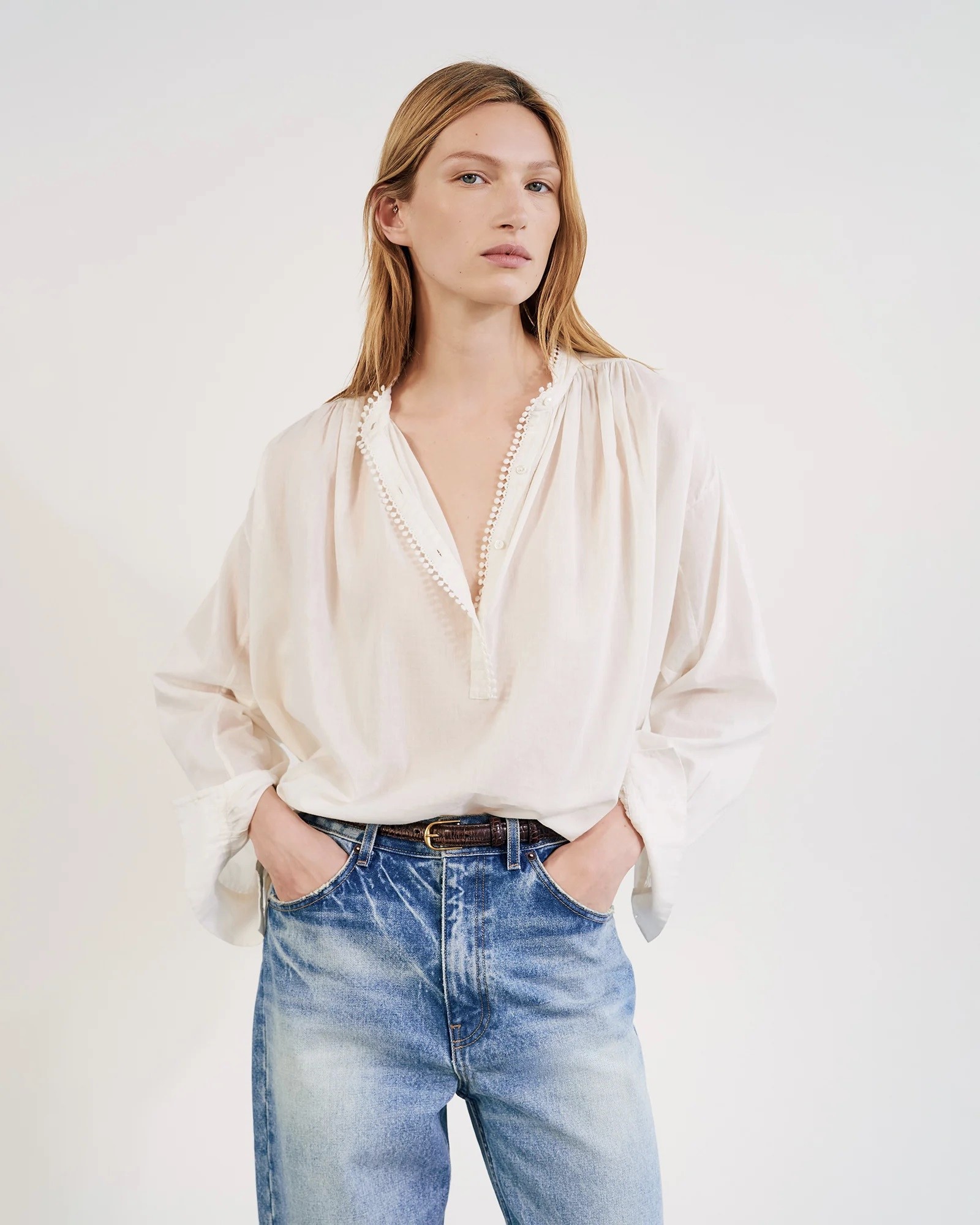 NILI LOTAN Cotton Voile Marcel Top in White S