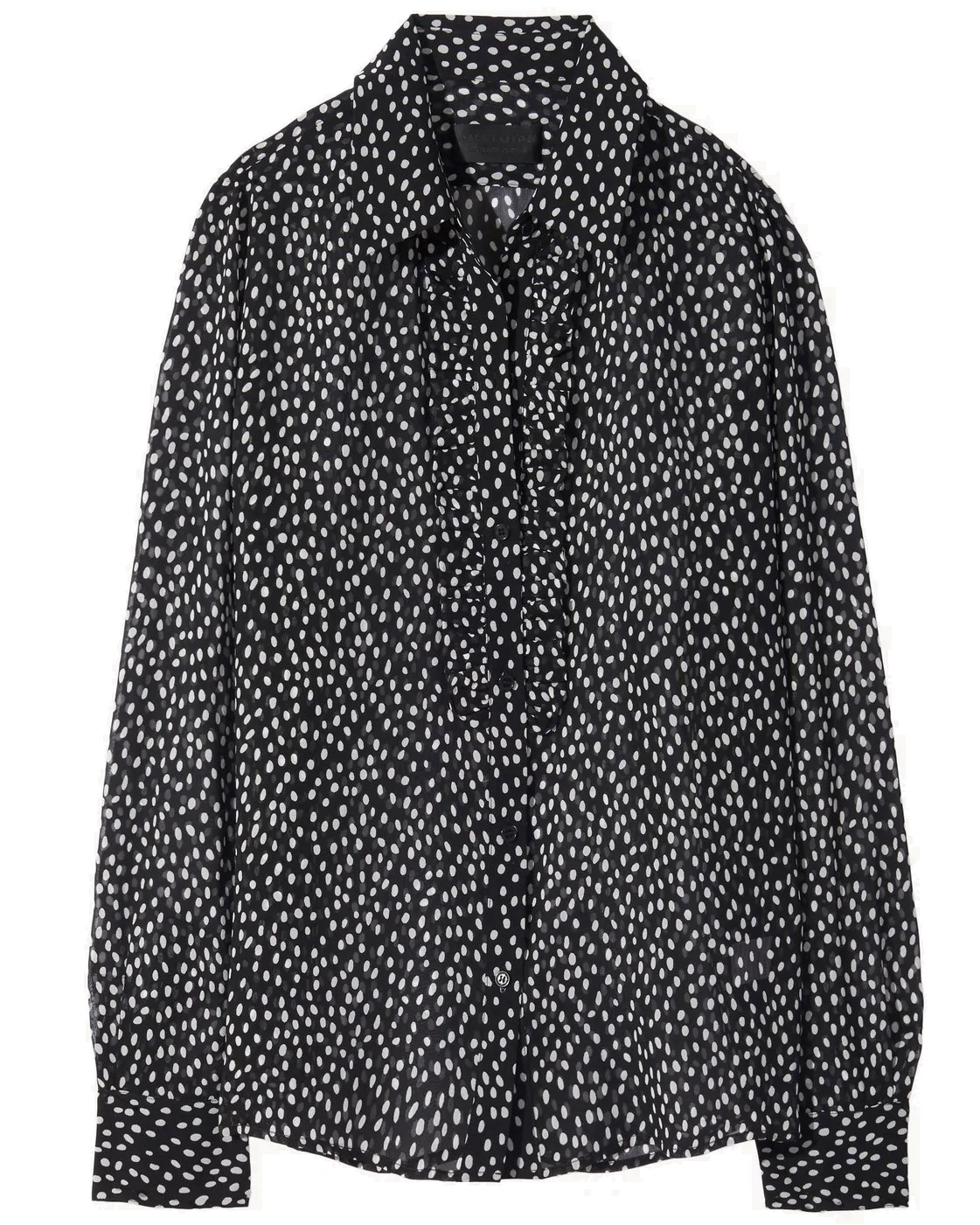 NILI LOTAN Oriane Ruffle Silk Shirt in Irreg Dots