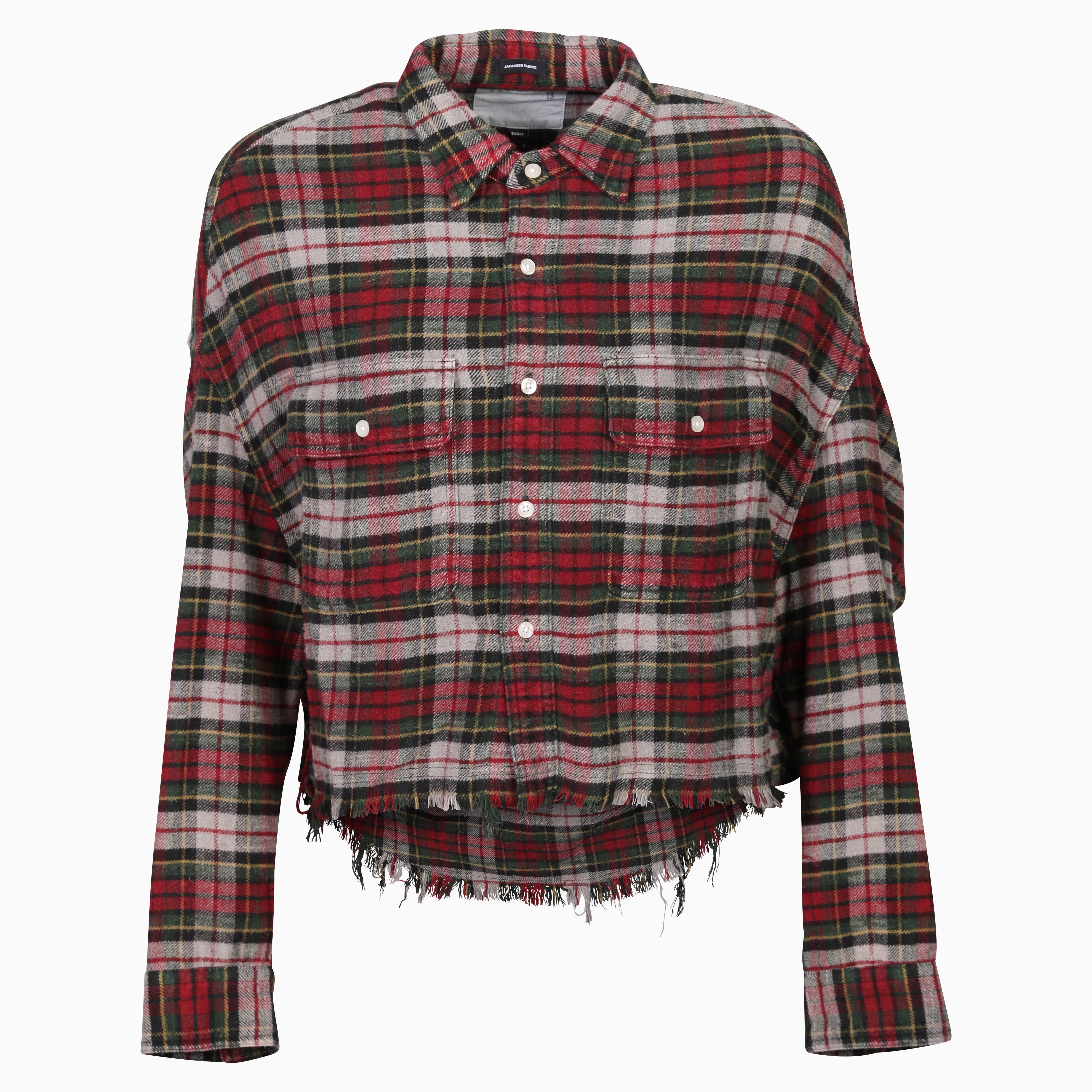 R13 Convertible Cropped Plaid Shirt Multicolor