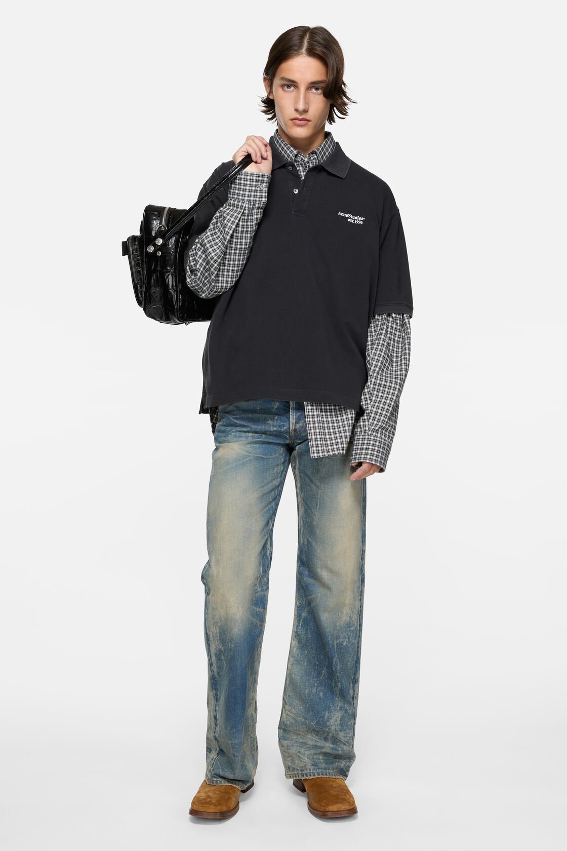 ACNE STUDIOS Polo Shirt in Black Washed