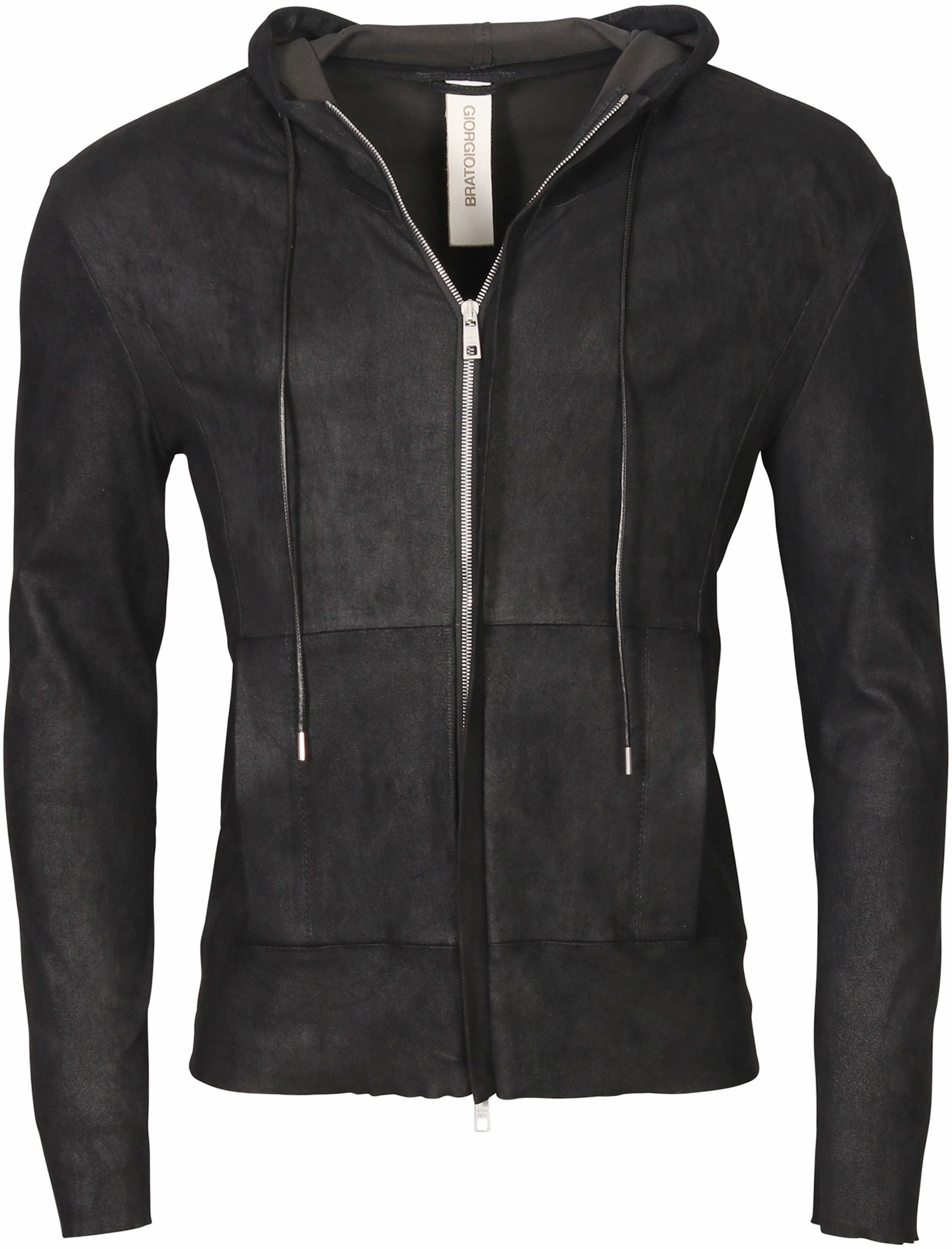 Giorgio Brato Hooded Leather Jacket Black