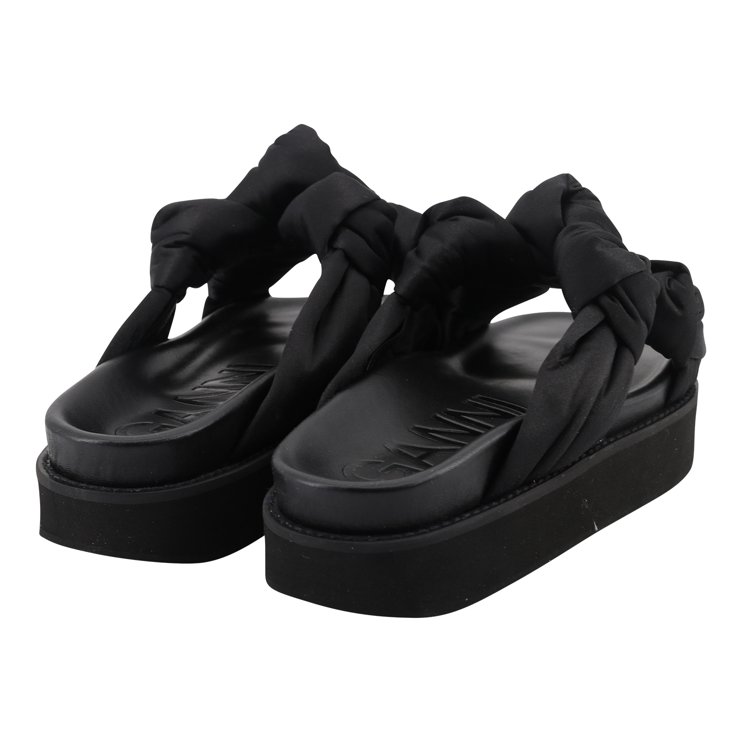 Ganni Mid Knotted Sandal Recycled Satin Black 40