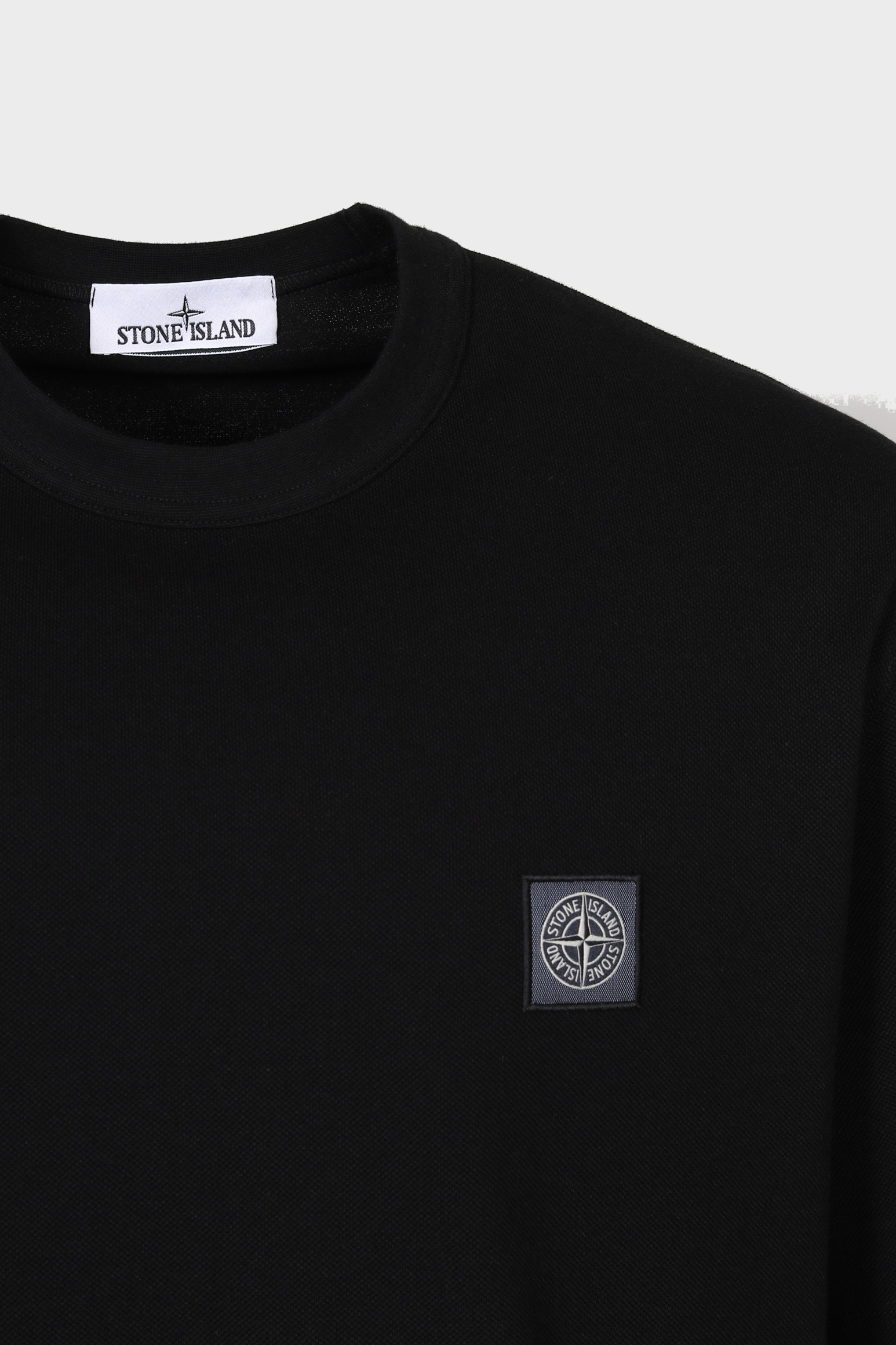 STONE ISLAND Piqué Loose Fit Logo T-Shirt in Black