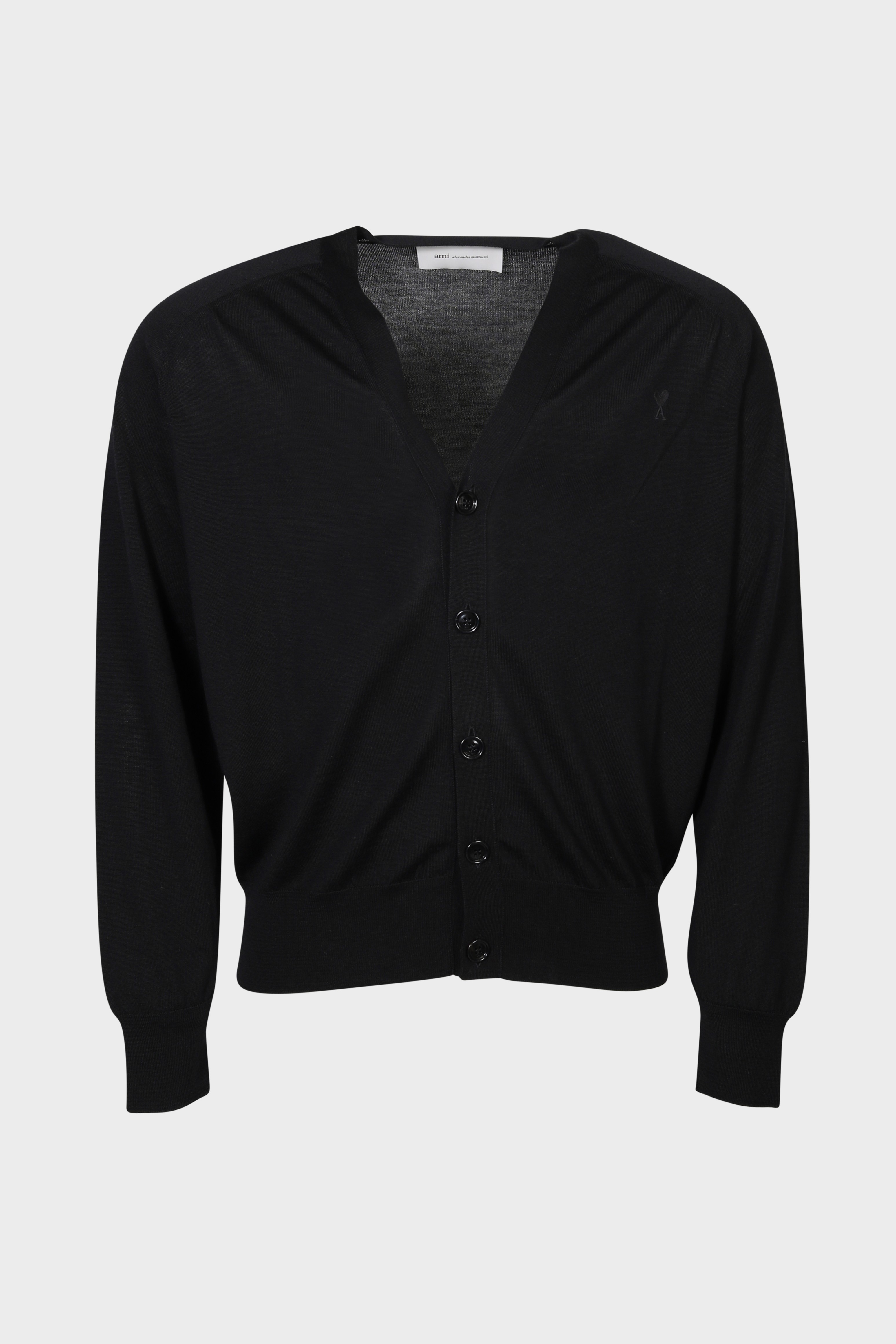 AMI PARIS de Coeur Extrafine Knit Cardigan in Black