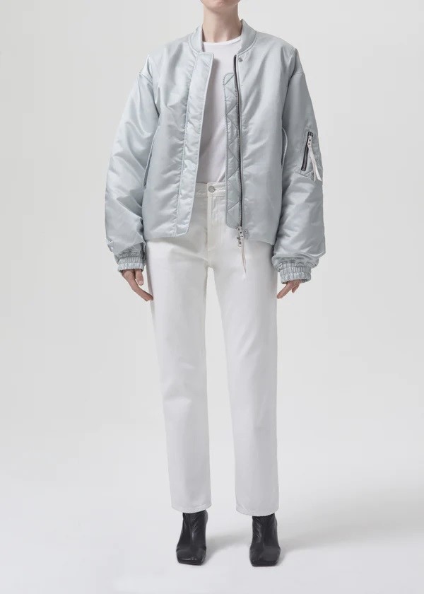 AGOLDE Nisa Bomber Jacket in Oystergrey M