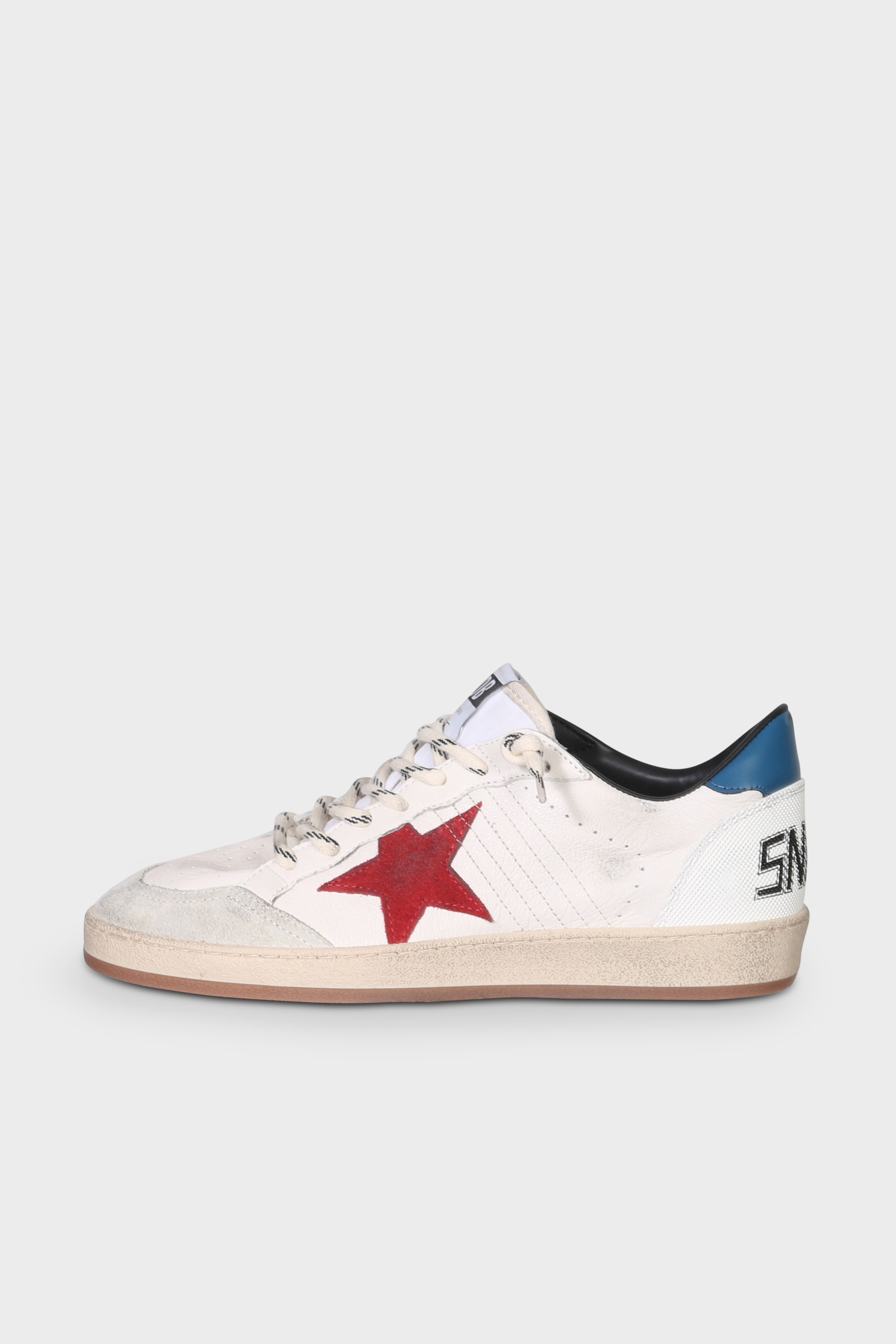 GOLDEN GOOSE Sneaker Ballstar in Off White/Blue/Red 42