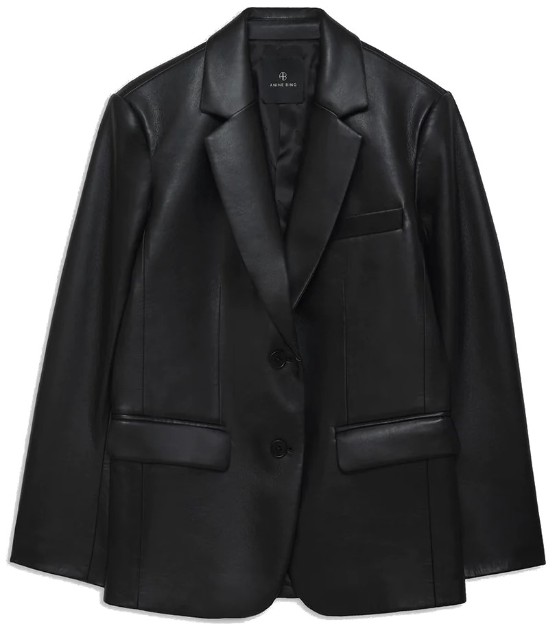 ANINE BING Classic Blazer in Black Recycled Leather