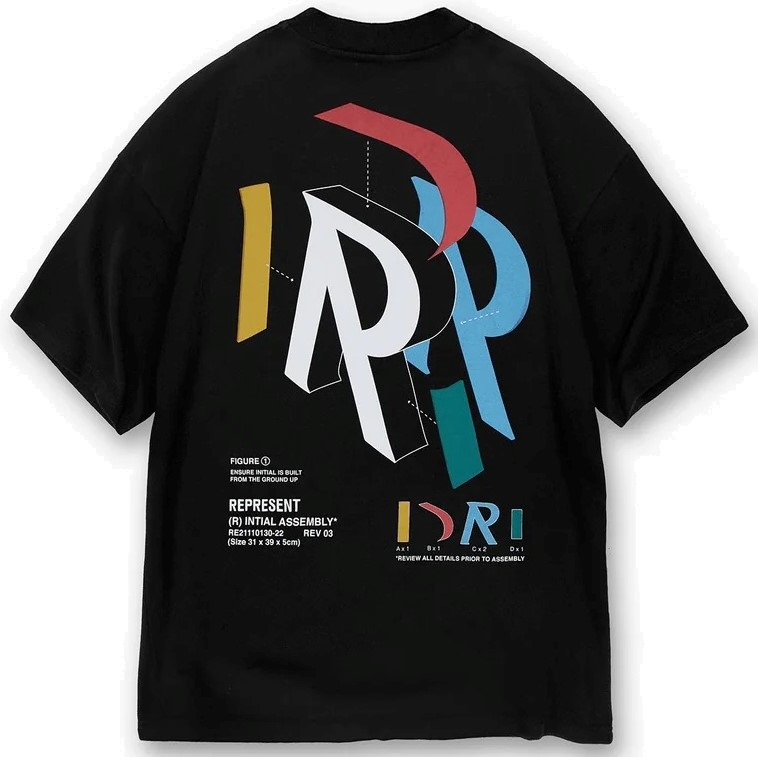 REPRESENT Initial Assembly T-Shirt in Jet Black M
