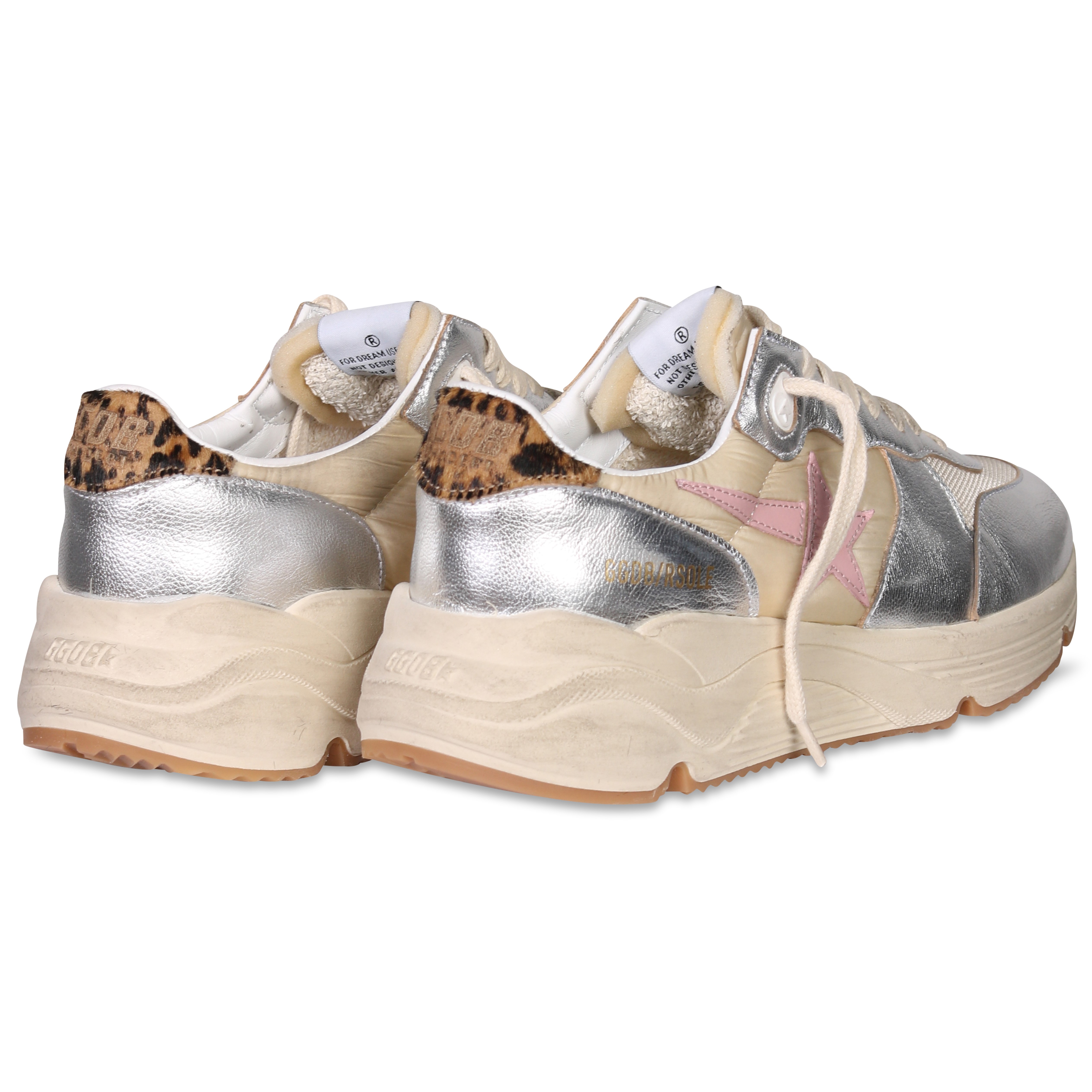 Golden Goose Sneaker Running in Beige/Silver/Cream