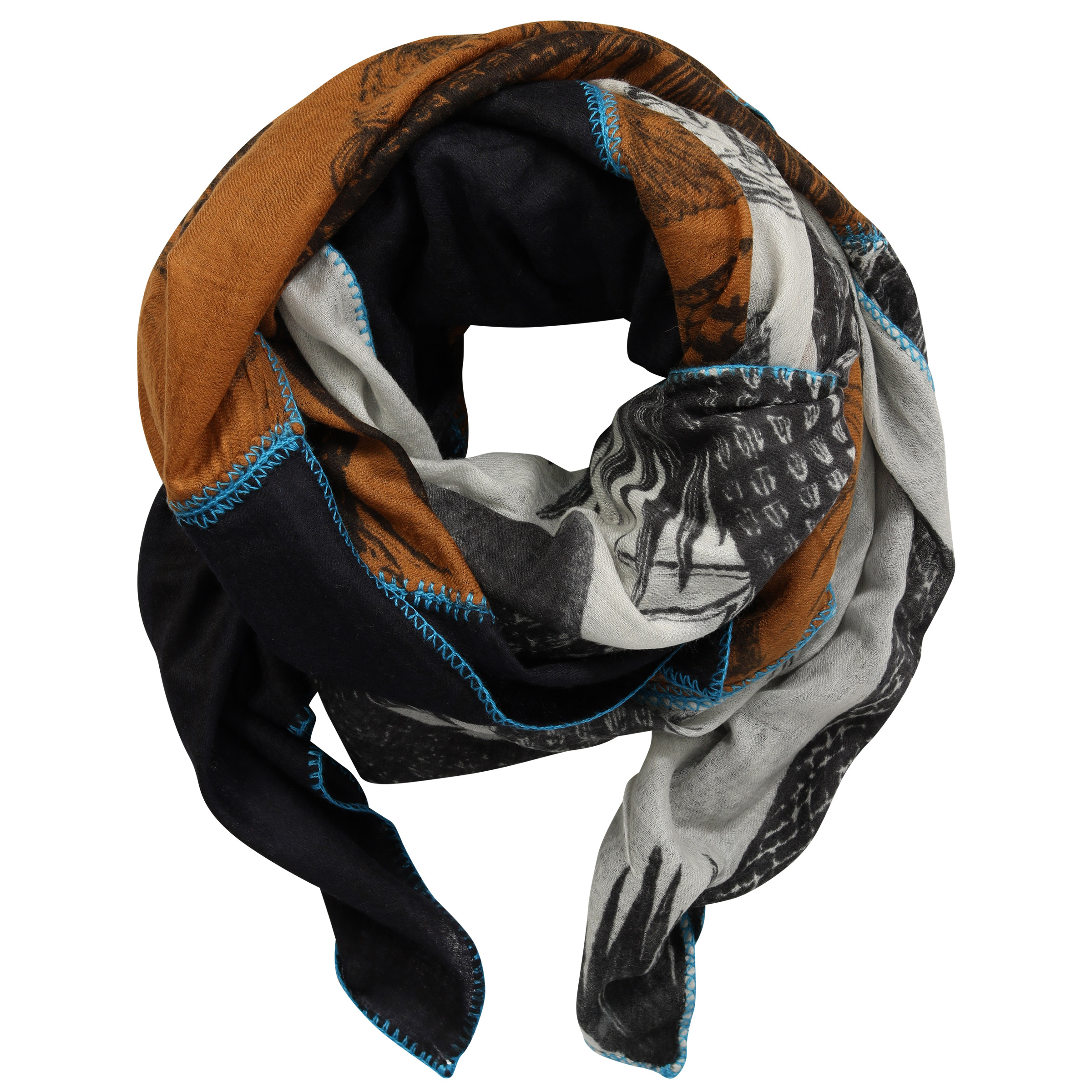 Friendly Hunting Cashmere Patch Scarf Multicolour