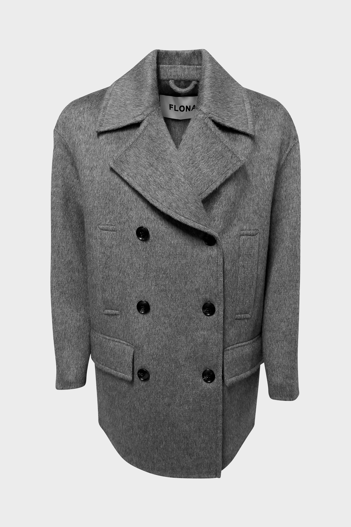 FLONA Soft Wool Caban Jacket in Grey
