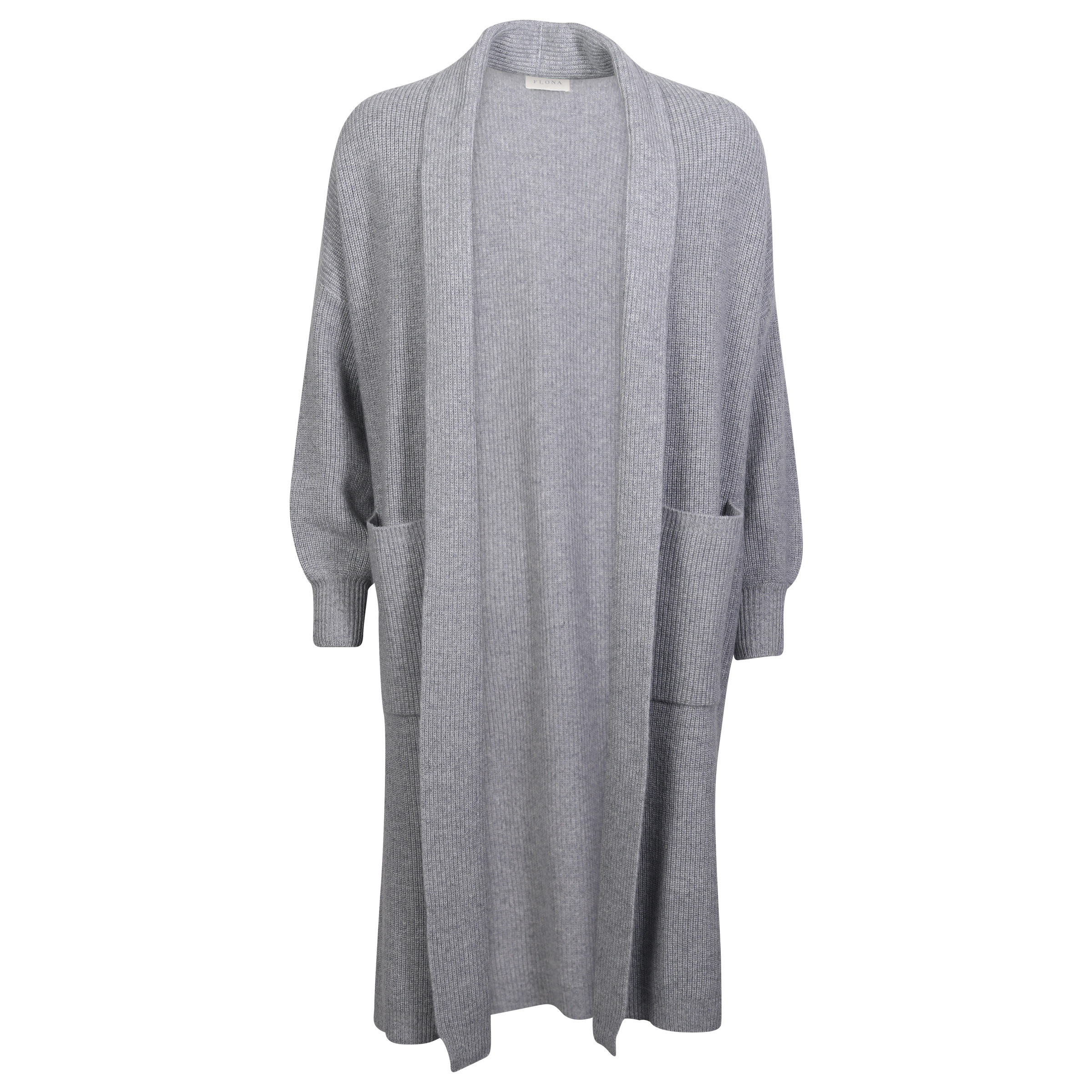 Flona Cashmere Rib Cardigan in Grey Melange M