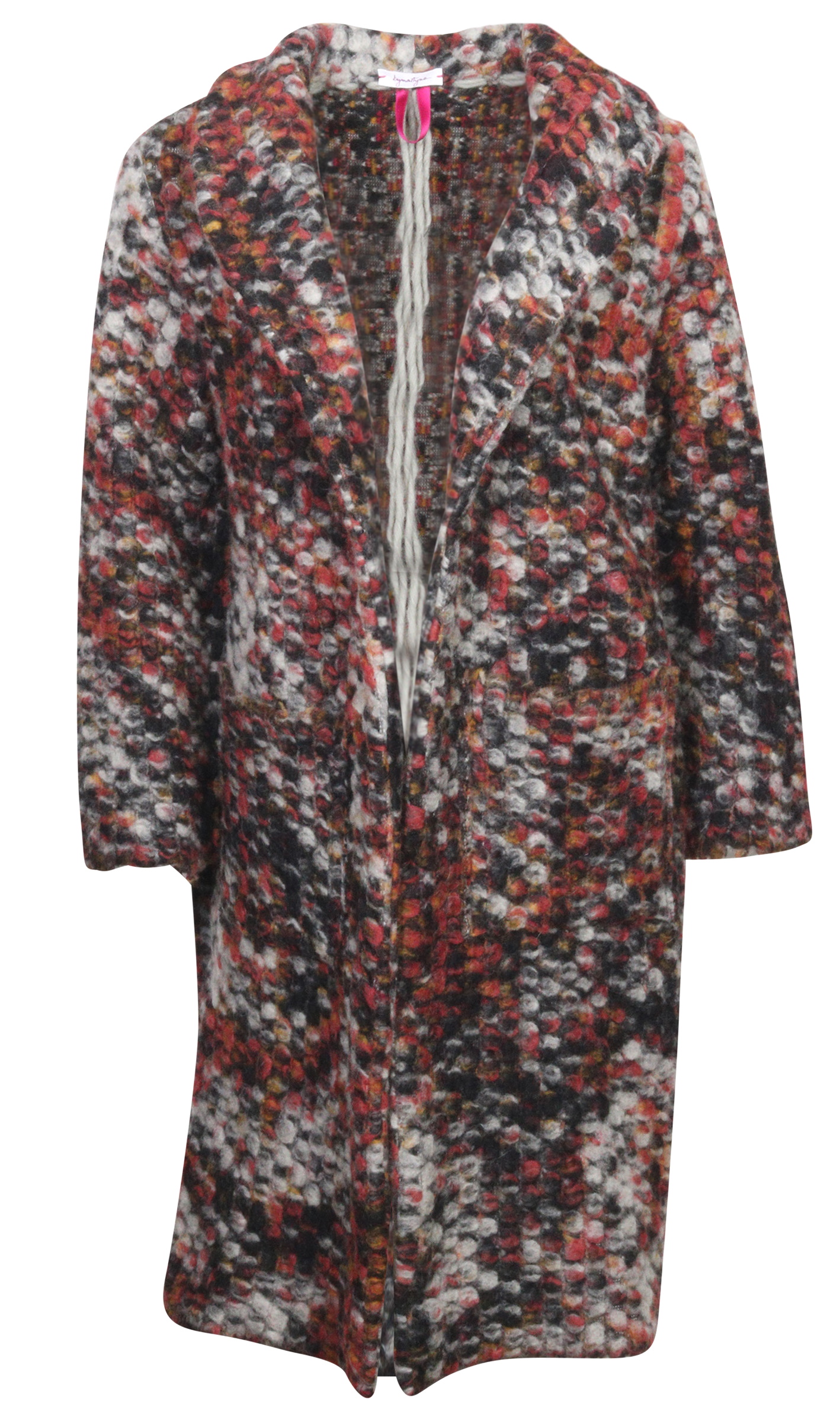 bymartyna Handmade Bohemian Knit Coat Red Multicolour